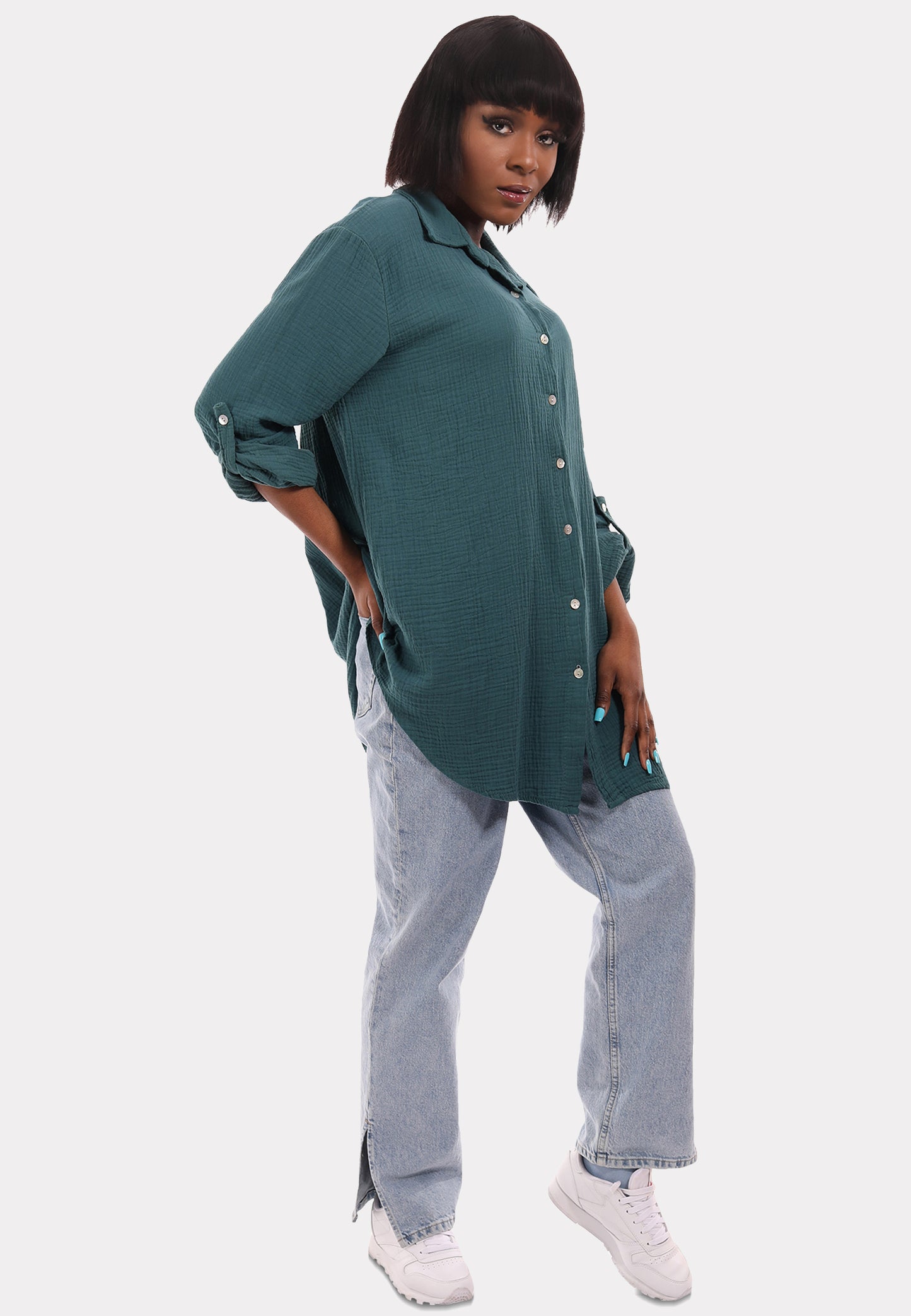 Long Bluse Oversized Herrlich weicher Musselin