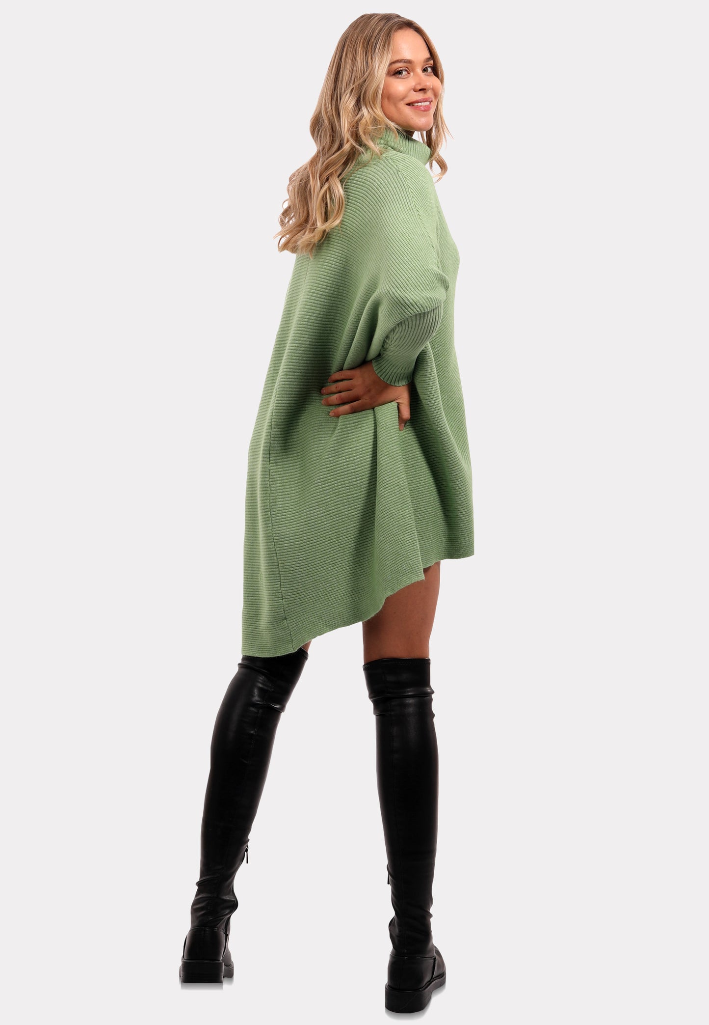 Long Pullover asymmetrisch mit Rollkragen
