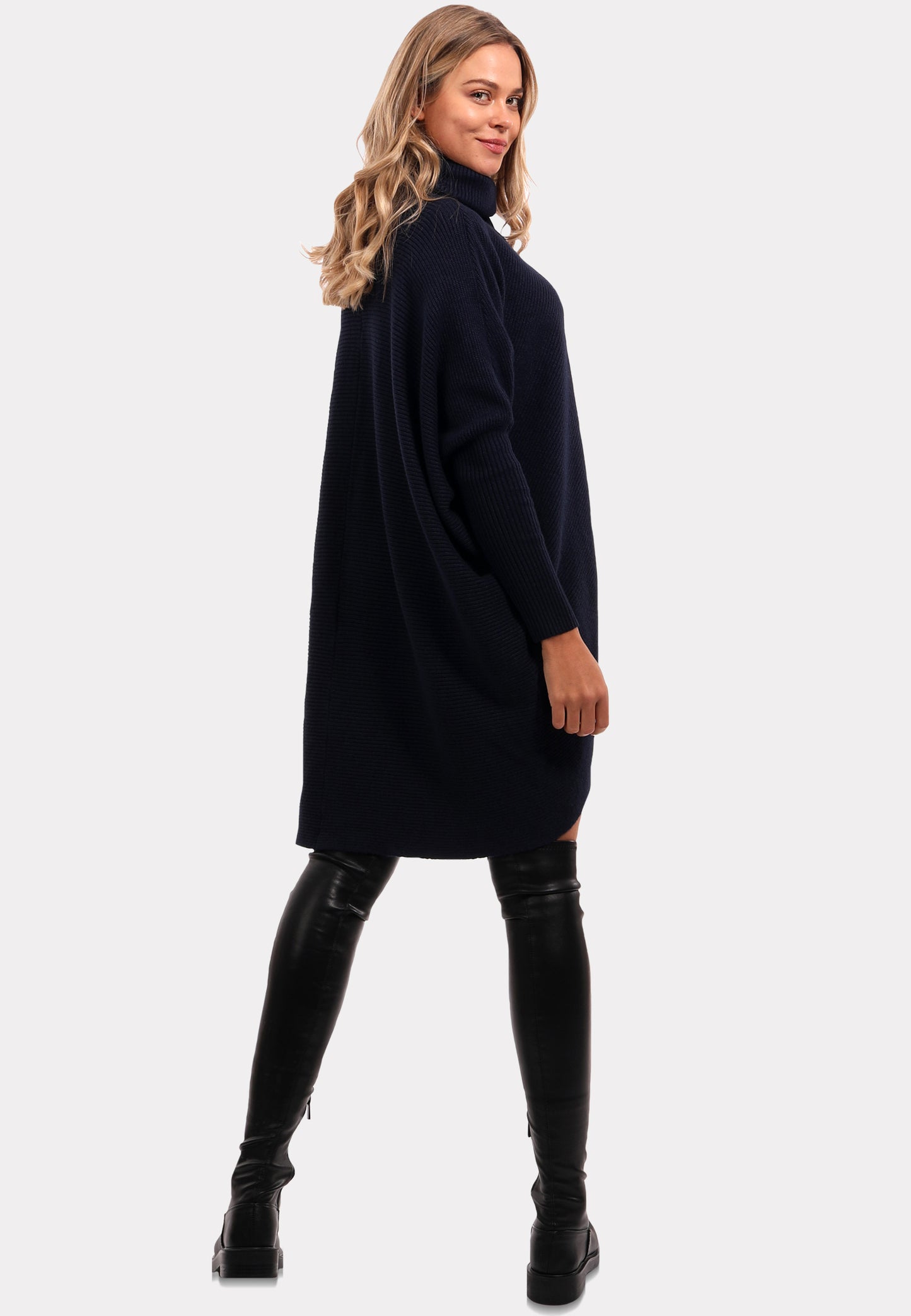 Long Pullover asymmetrisch mit Rollkragen