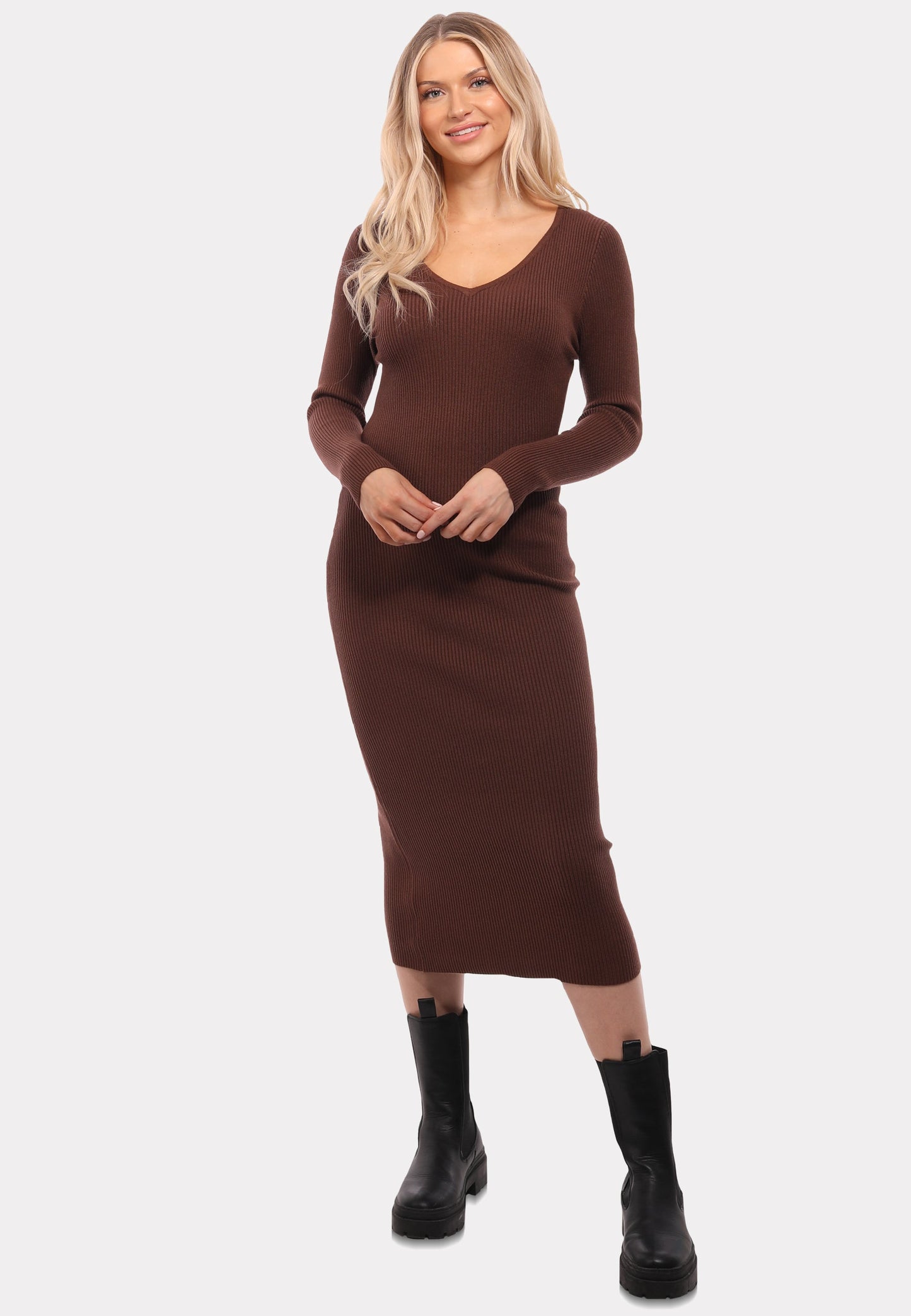 Strickkleid mit V-Ausschnitt KNIT DRESS