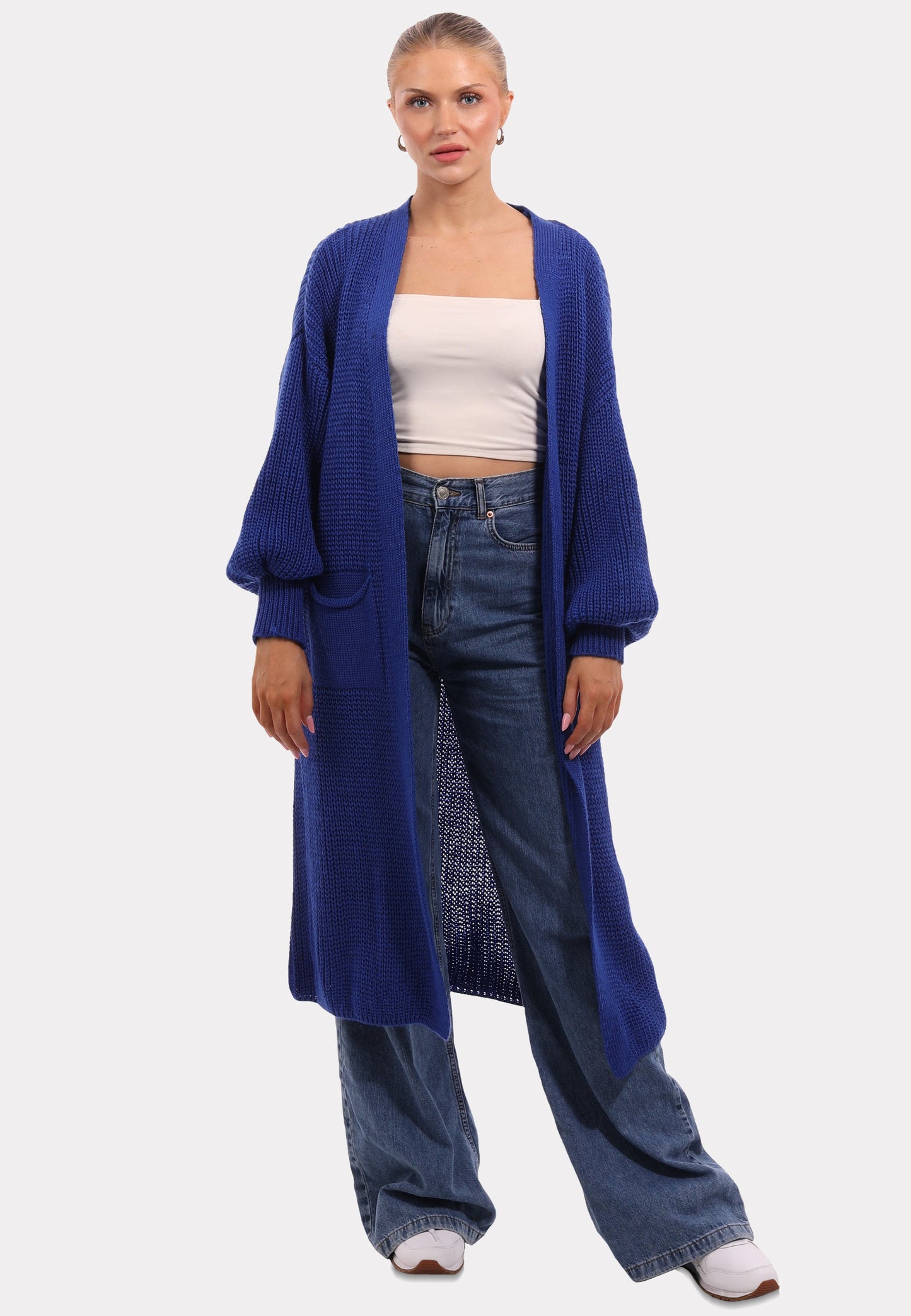 Basic Strickjacke Cardigan Verschlusslos mit Einschubtaschen
