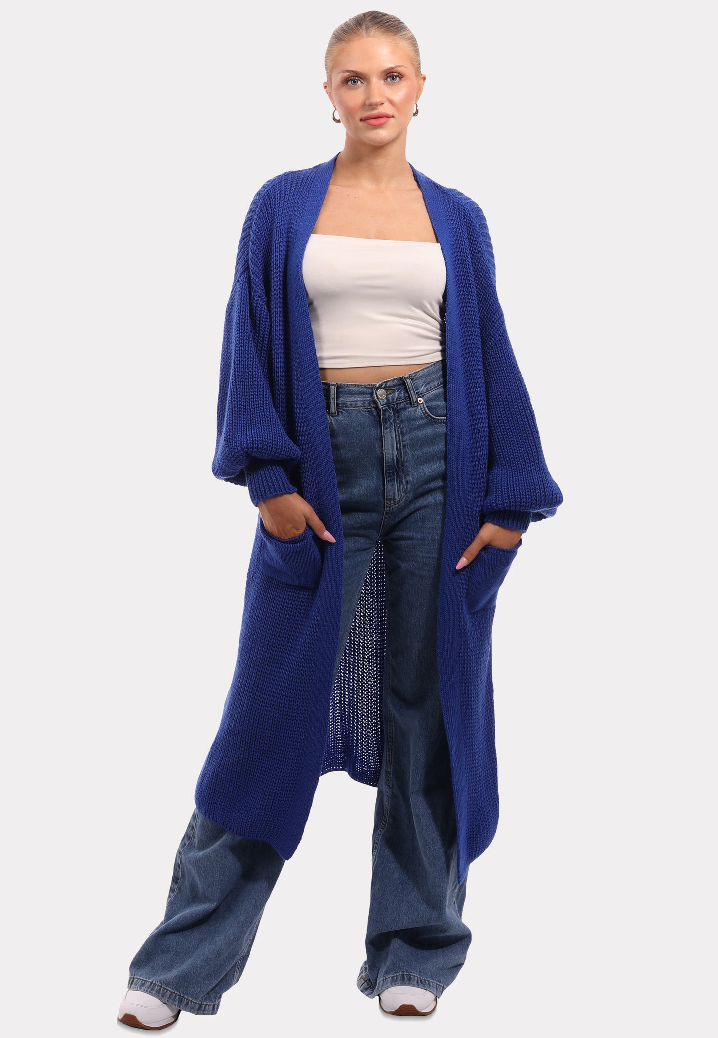 Basic Strickjacke Cardigan Verschlusslos mit Einschubtaschen