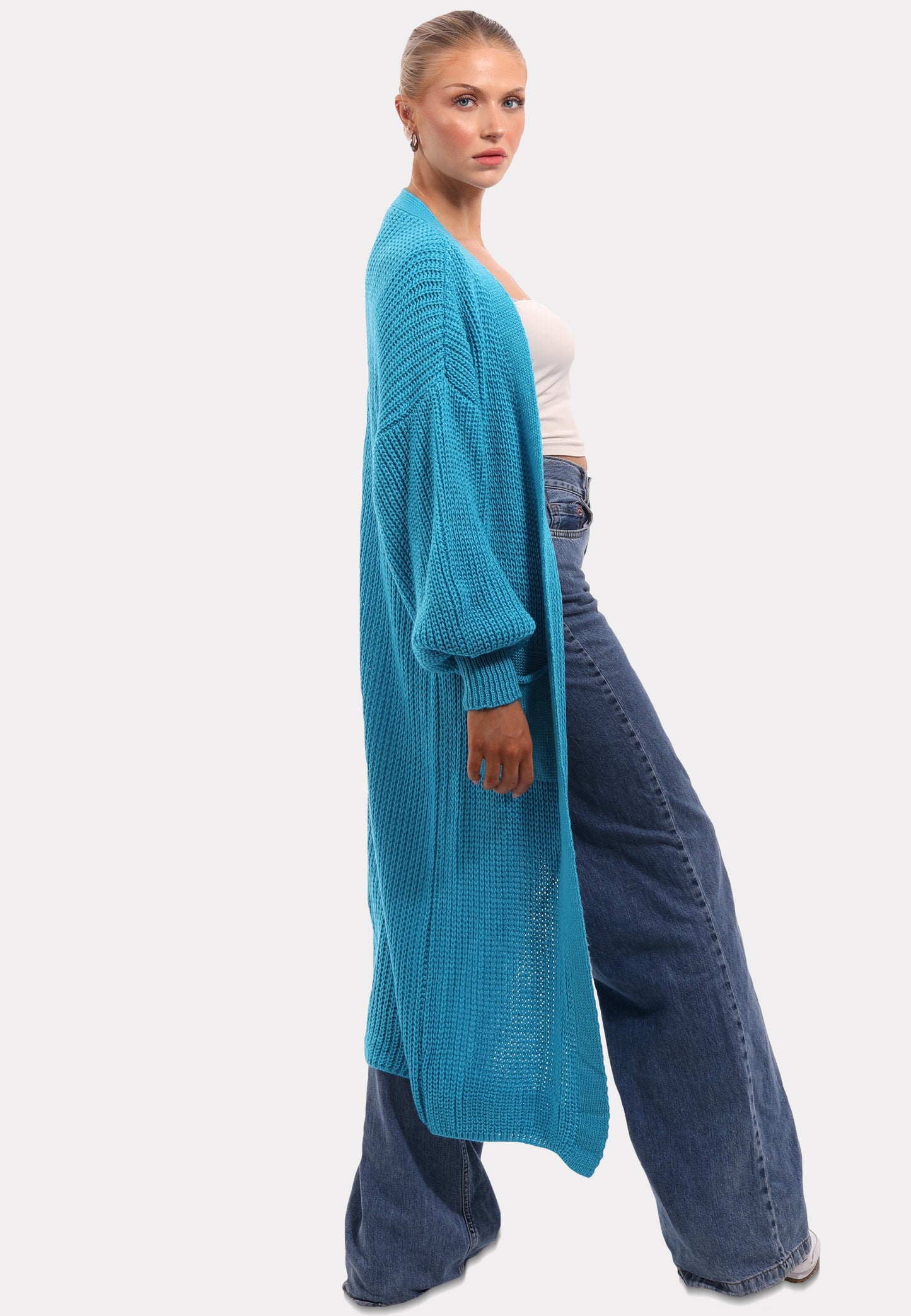 Basic Strickjacke Cardigan Verschlusslos mit Einschubtaschen