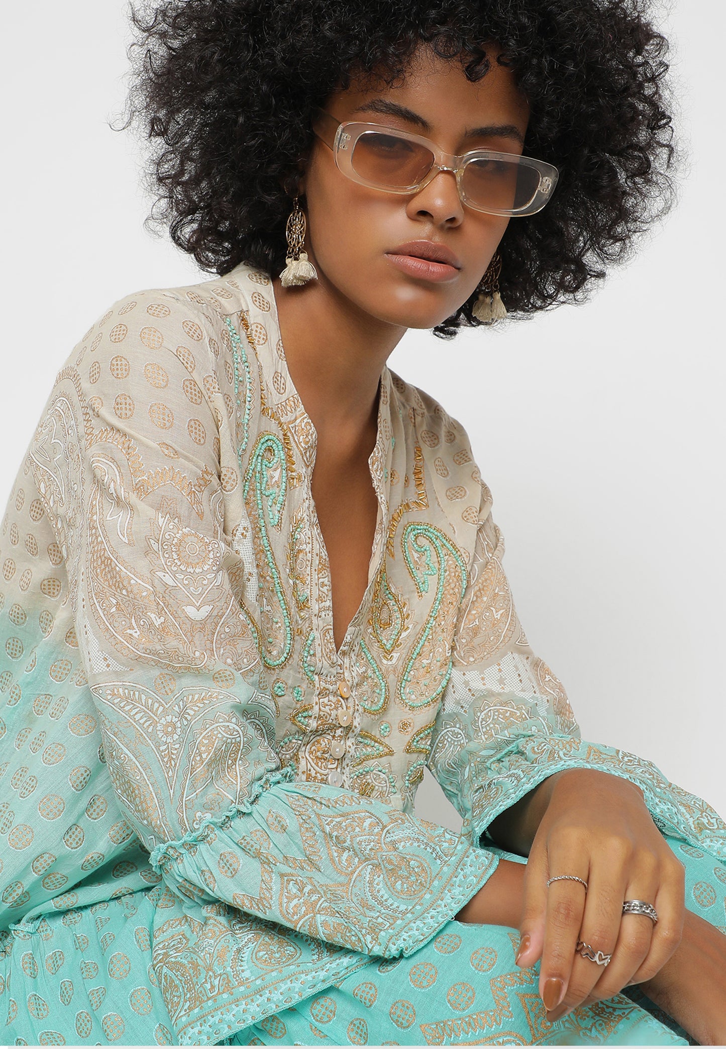 Boho-Chic Tunika mit Perlenverzierung