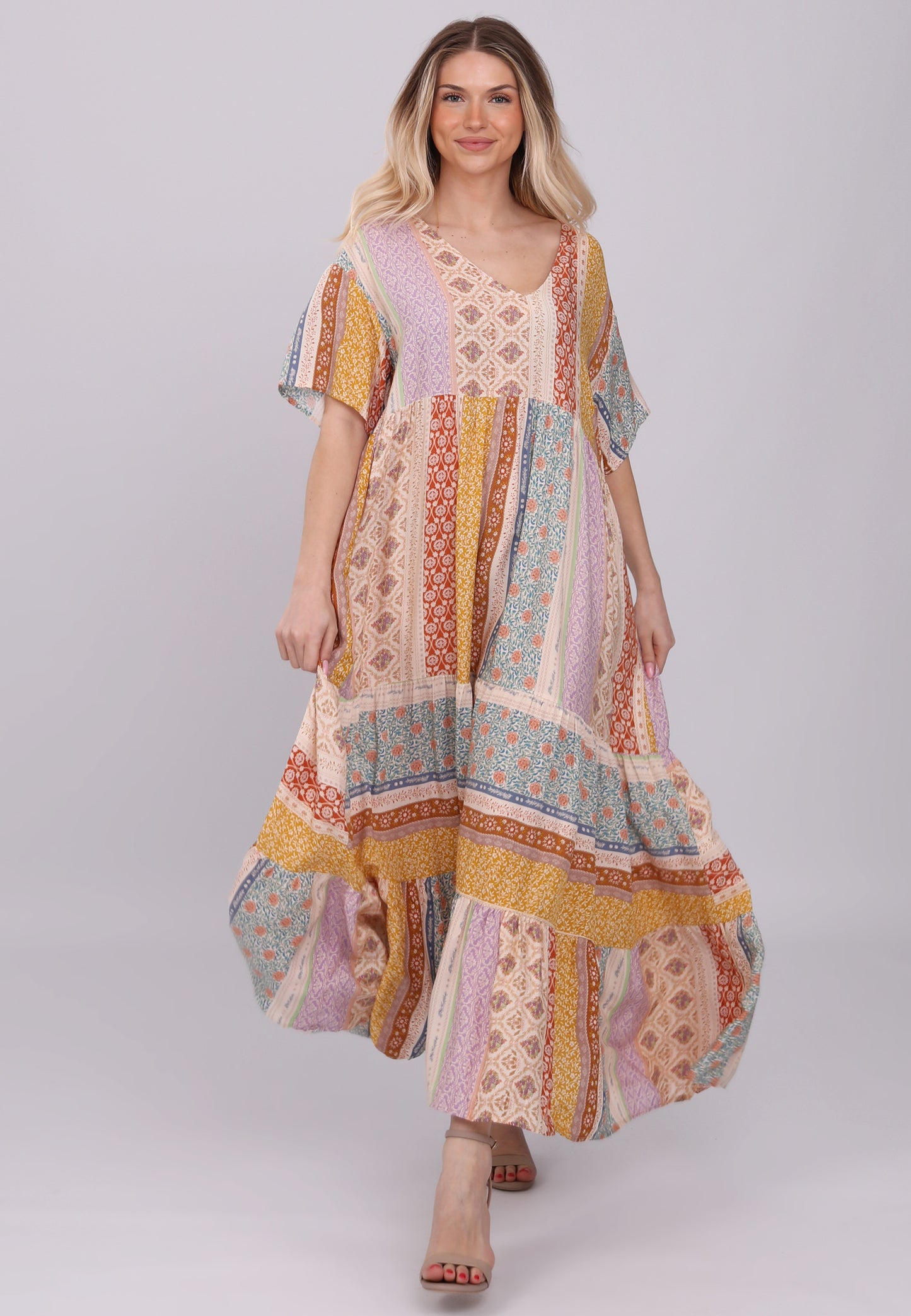 "Bohème Patchwork-Maxikleid"