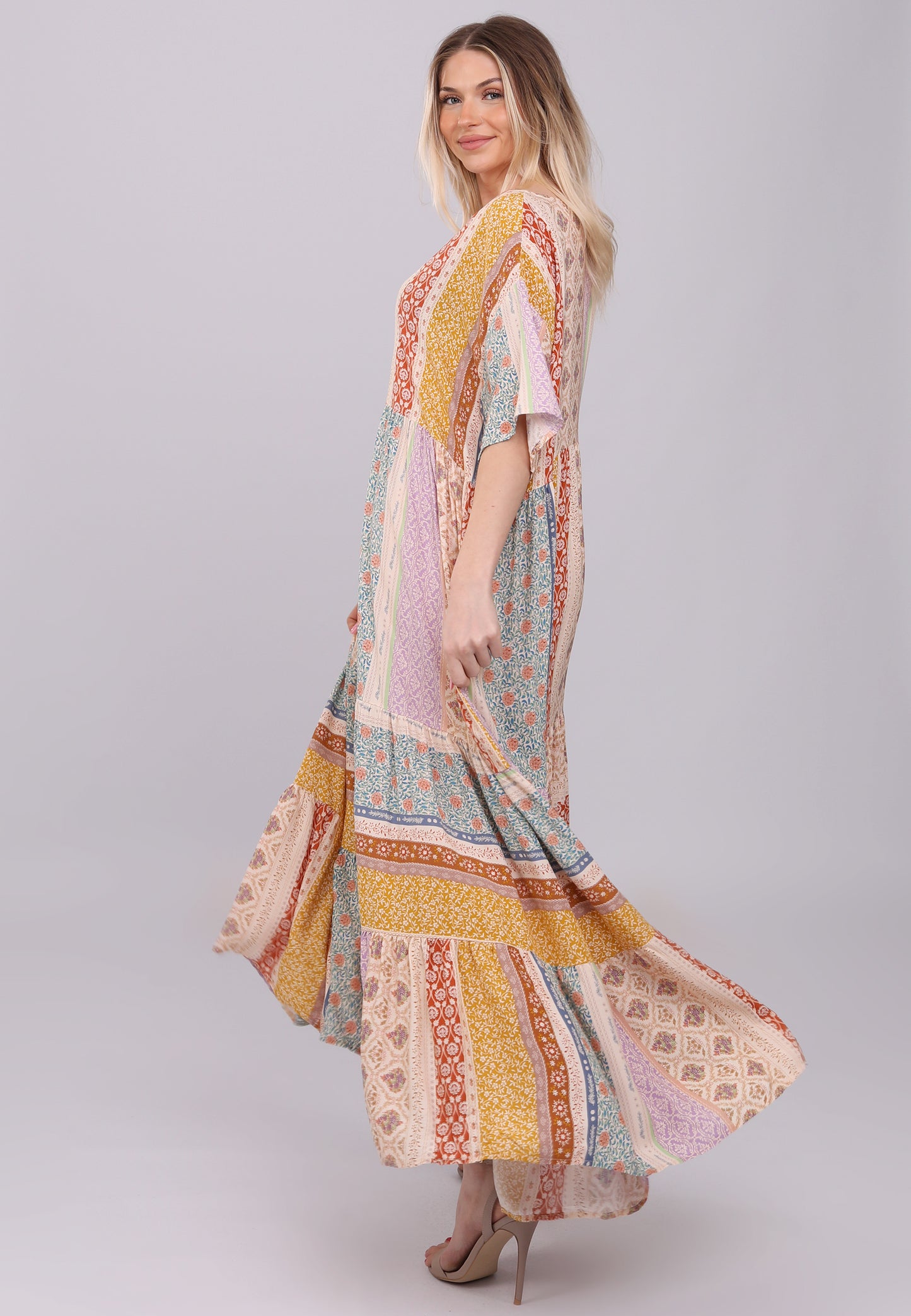 "Bohème Patchwork-Maxikleid"