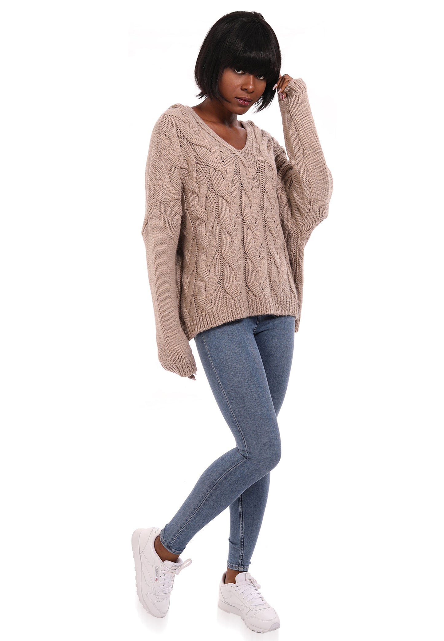 Strickpullover mit Kapuze