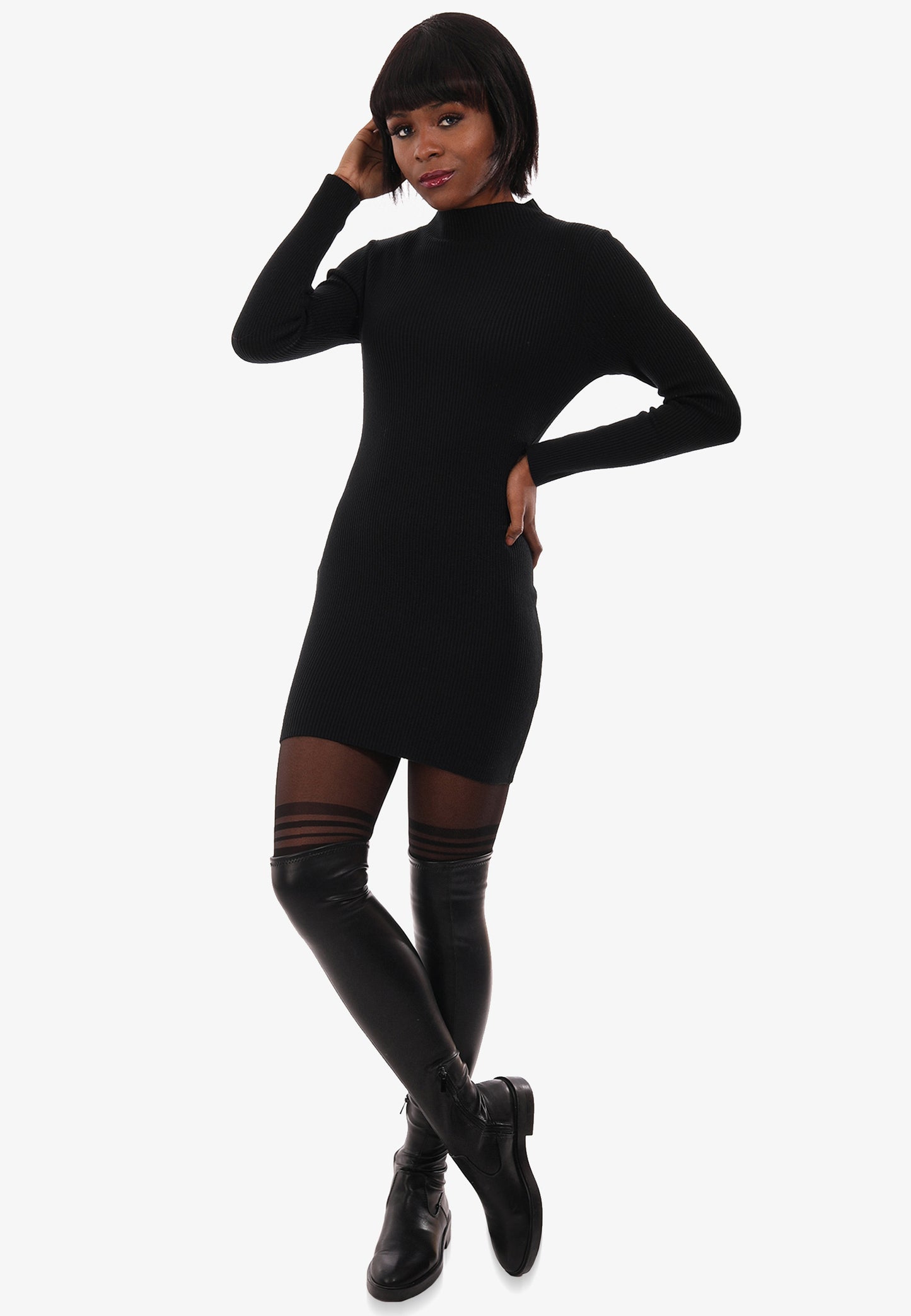 Longpullover Basic Minikleid aus Rippstrick