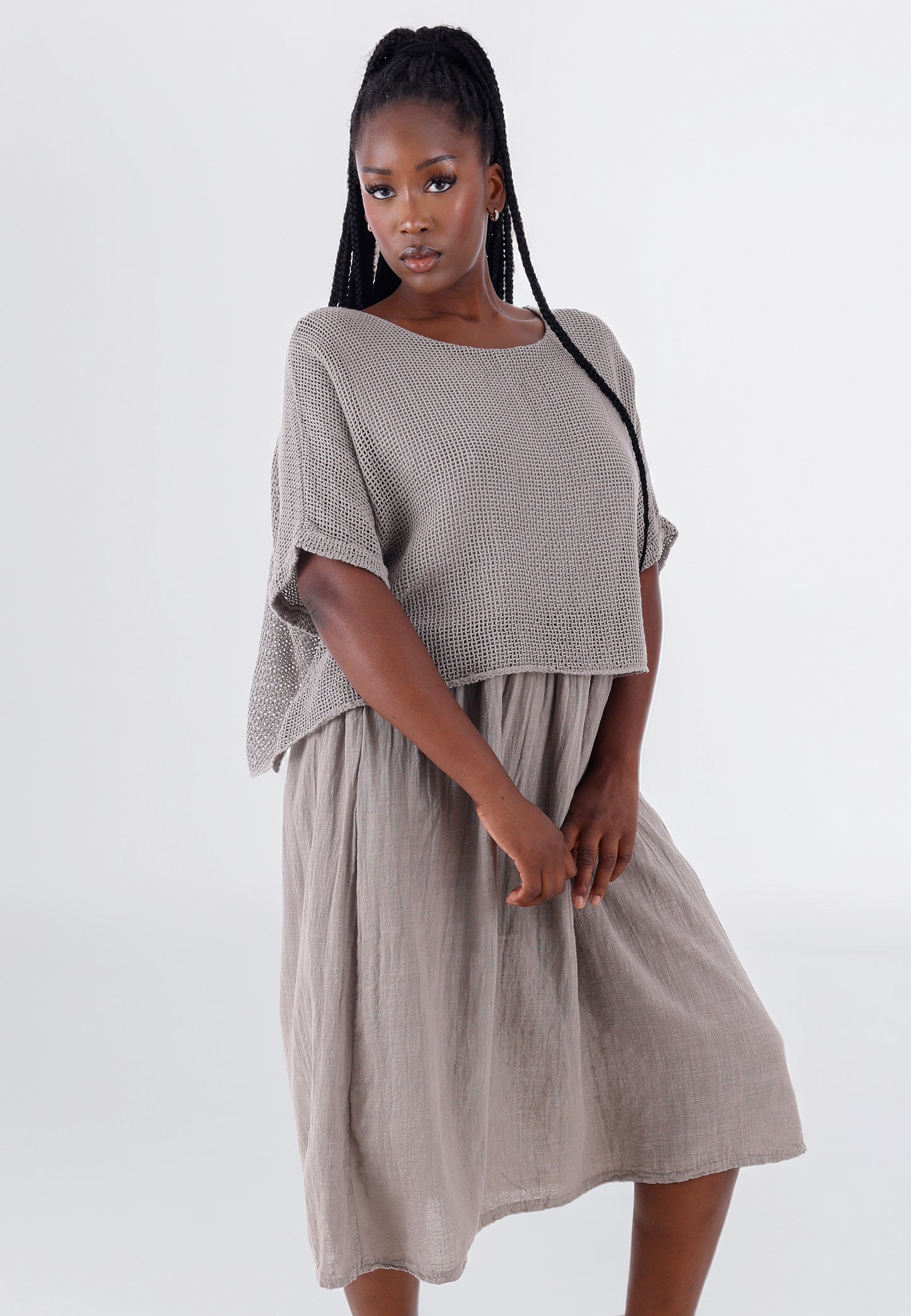Baumwoll-Kleid im modernen Lagenlook – bequem & stilvoll