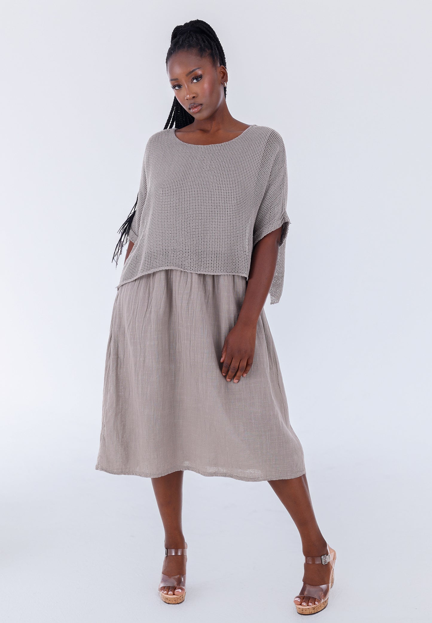 Baumwoll-Kleid im modernen Lagenlook – bequem & stilvoll