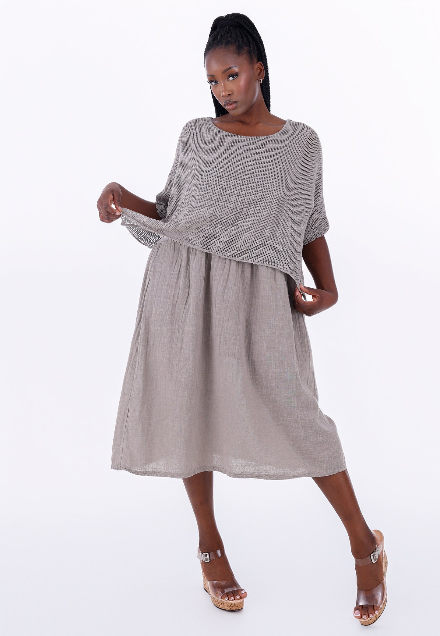 Baumwoll-Kleid im modernen Lagenlook – bequem & stilvoll