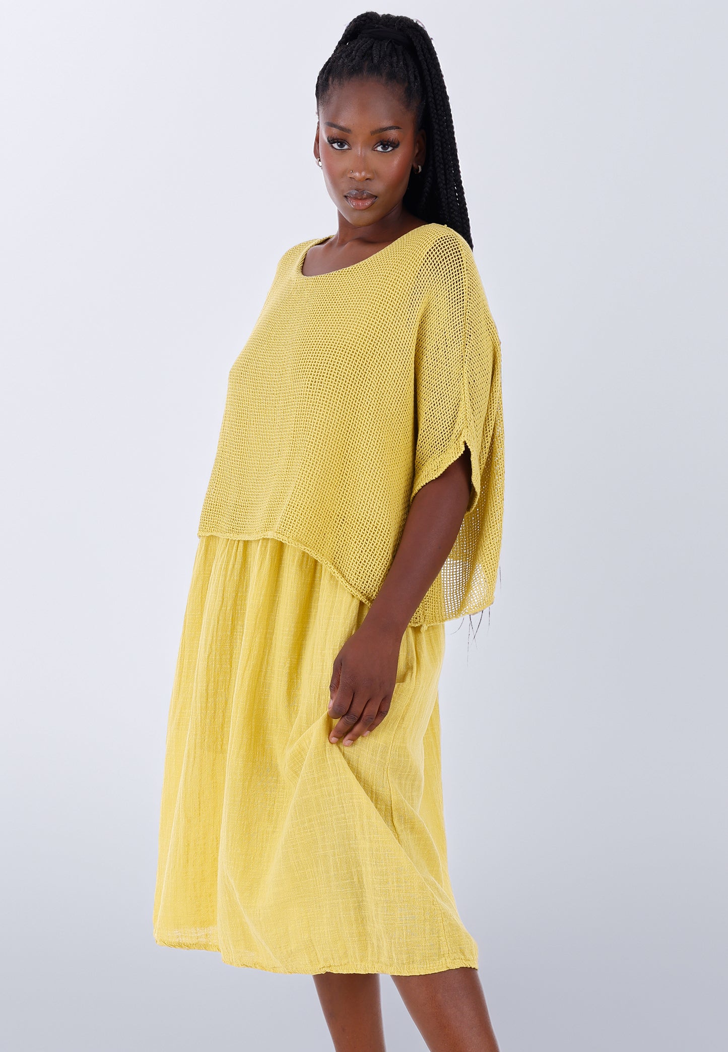 Baumwoll-Kleid im modernen Lagenlook – bequem & stilvoll