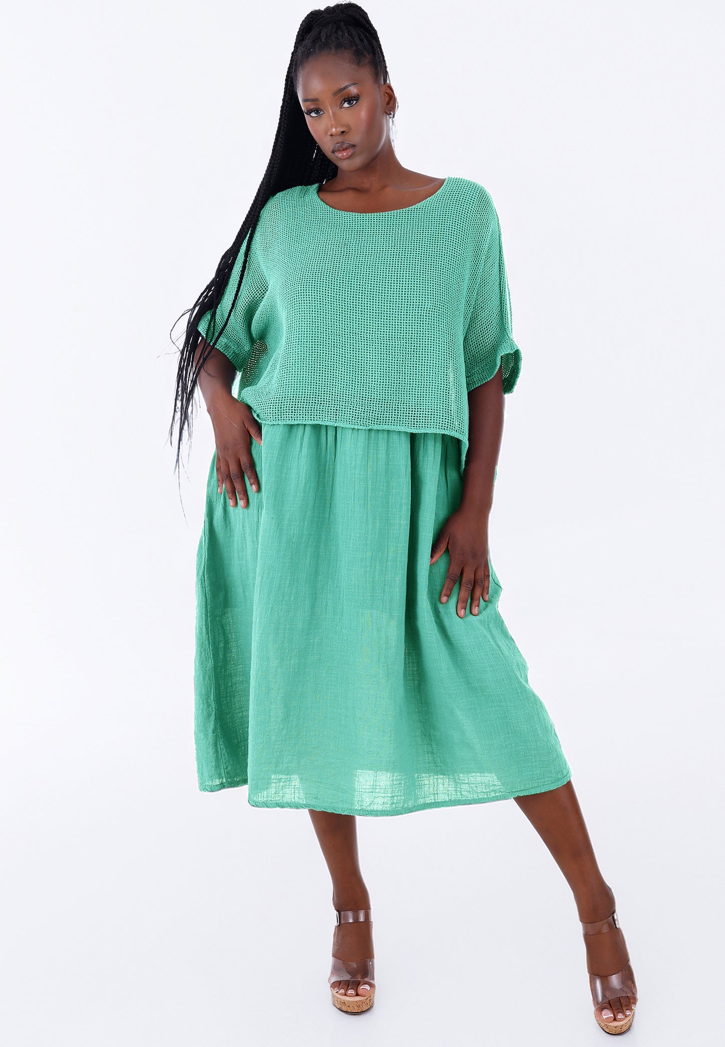 Baumwoll-Kleid im modernen Lagenlook – bequem & stilvoll