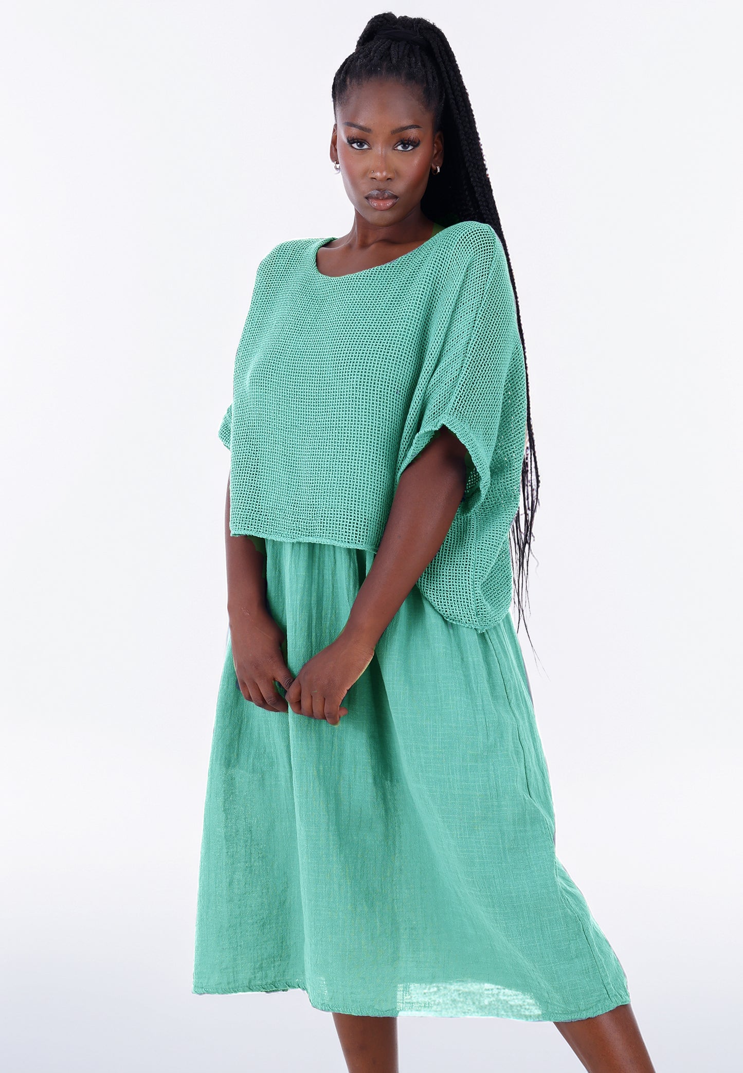 Baumwoll-Kleid im modernen Lagenlook – bequem & stilvoll