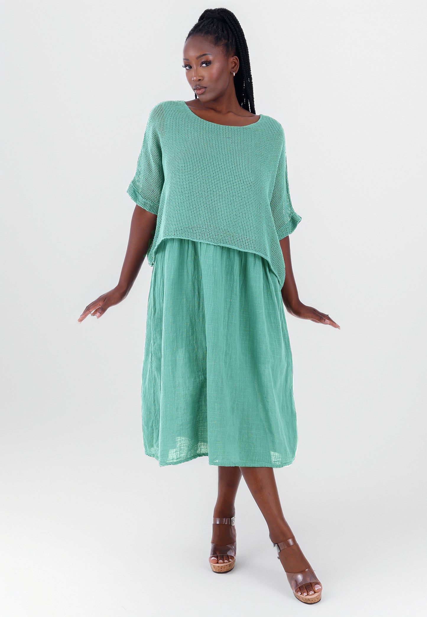 Baumwoll-Kleid im modernen Lagenlook – bequem & stilvoll