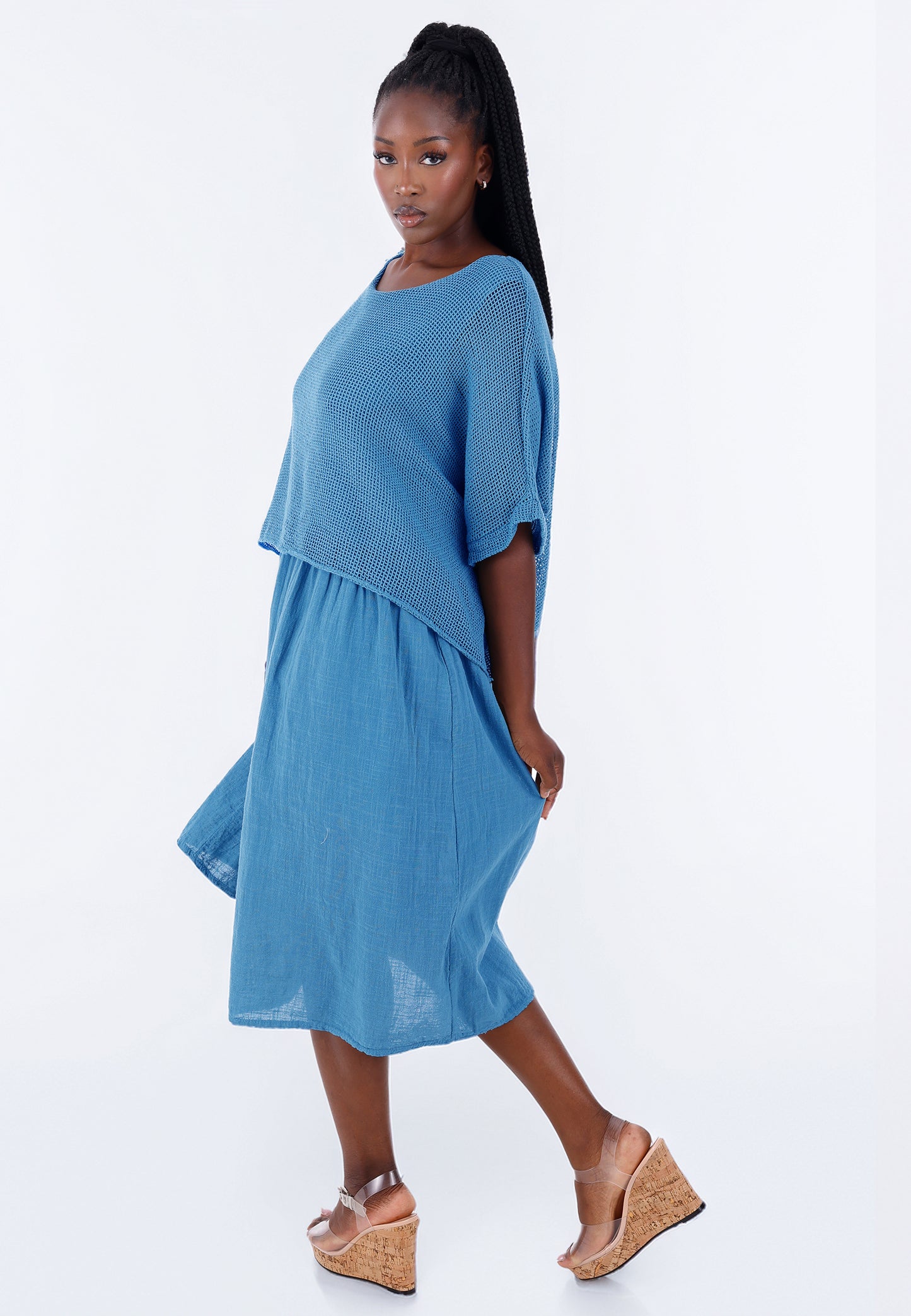 Baumwoll-Kleid im modernen Lagenlook – bequem & stilvoll