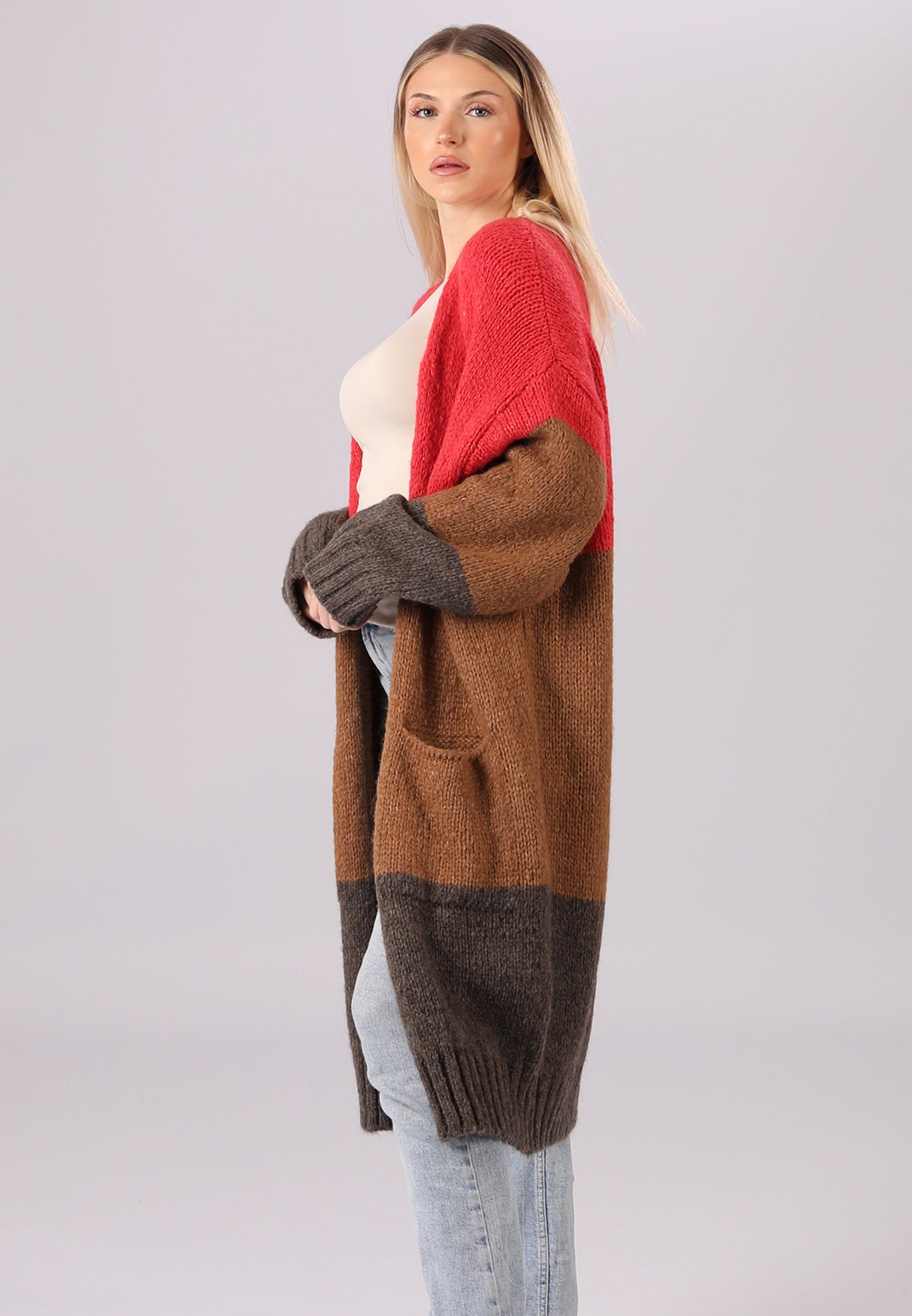 Patchwork One-Size Strickjacke