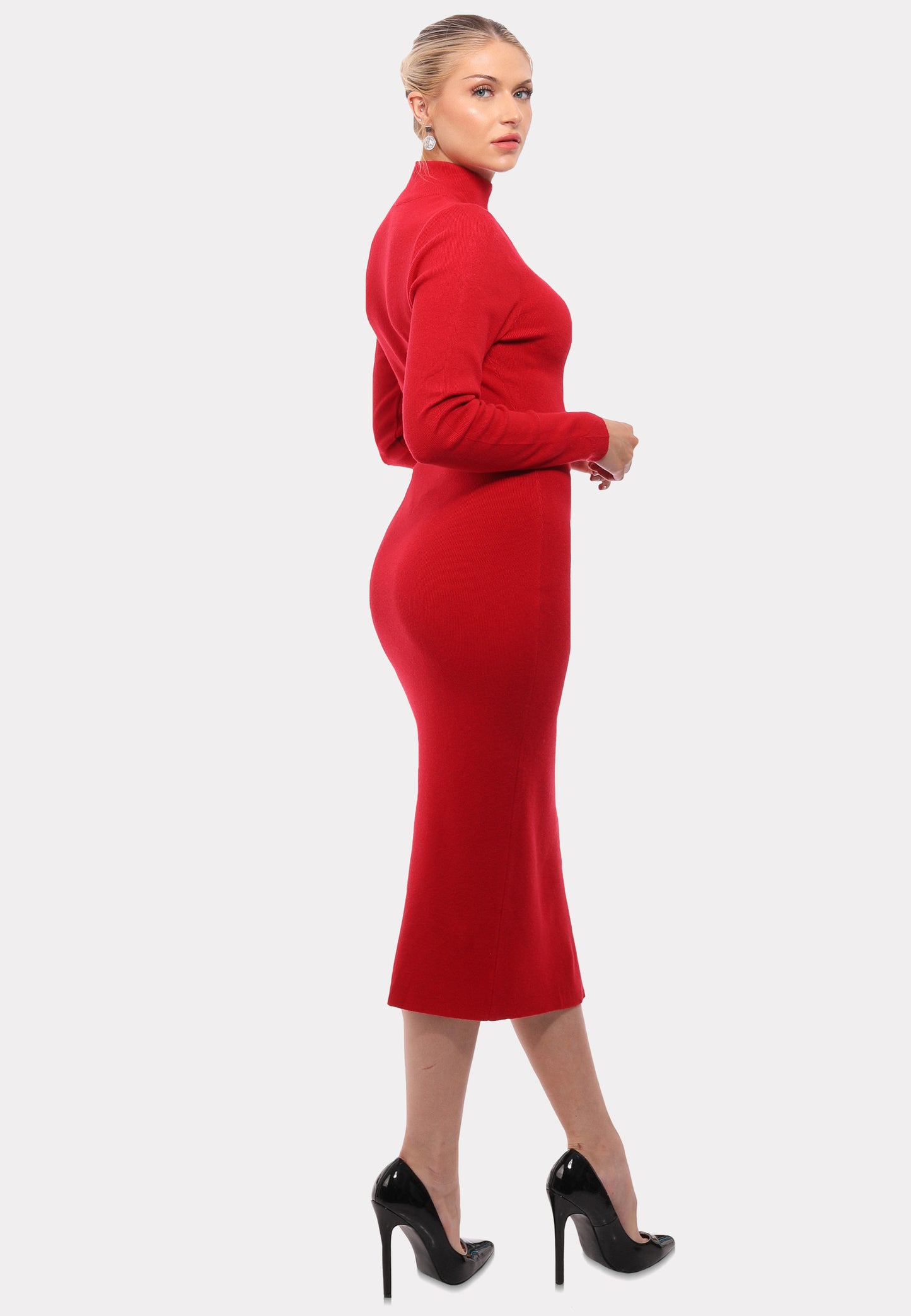 Elegantes Langarm-Strickkleid mit Rollkragen in diversen Farben