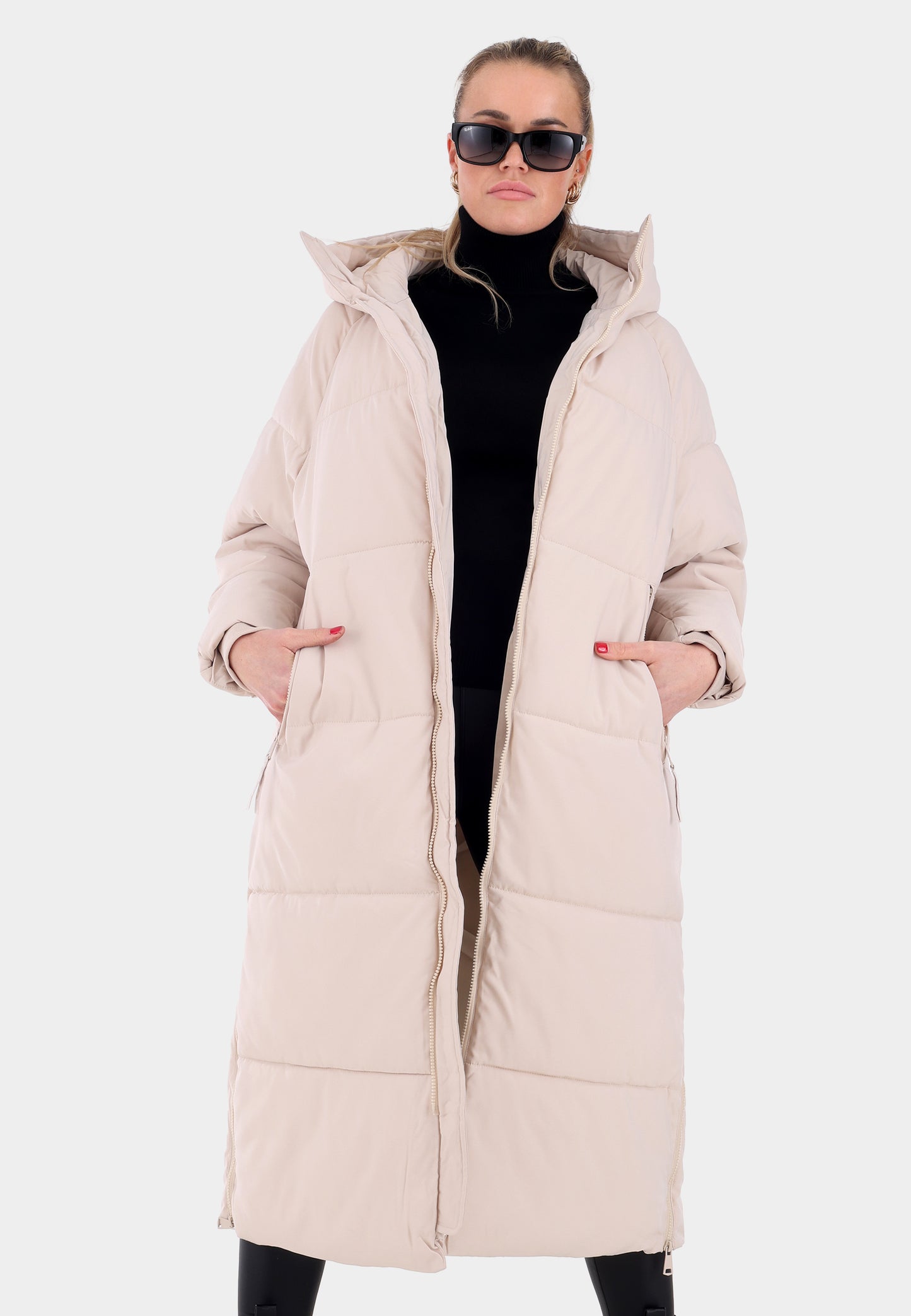 Oversized Steppmantel mit XXL-Kapuze