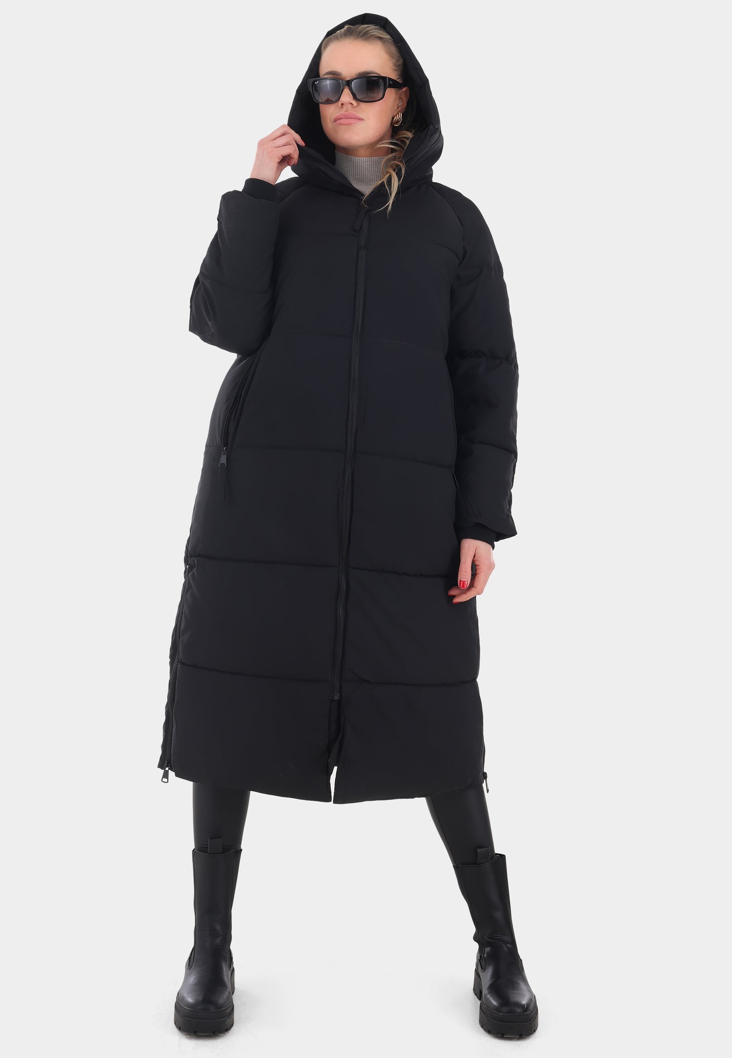 Oversized Steppmantel mit XXL-Kapuze