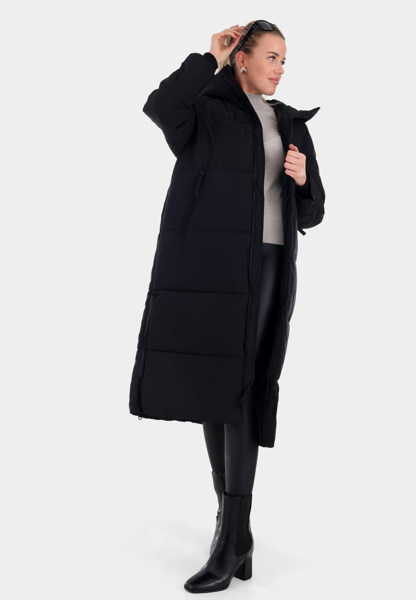 Oversized Steppmantel mit XXL-Kapuze
