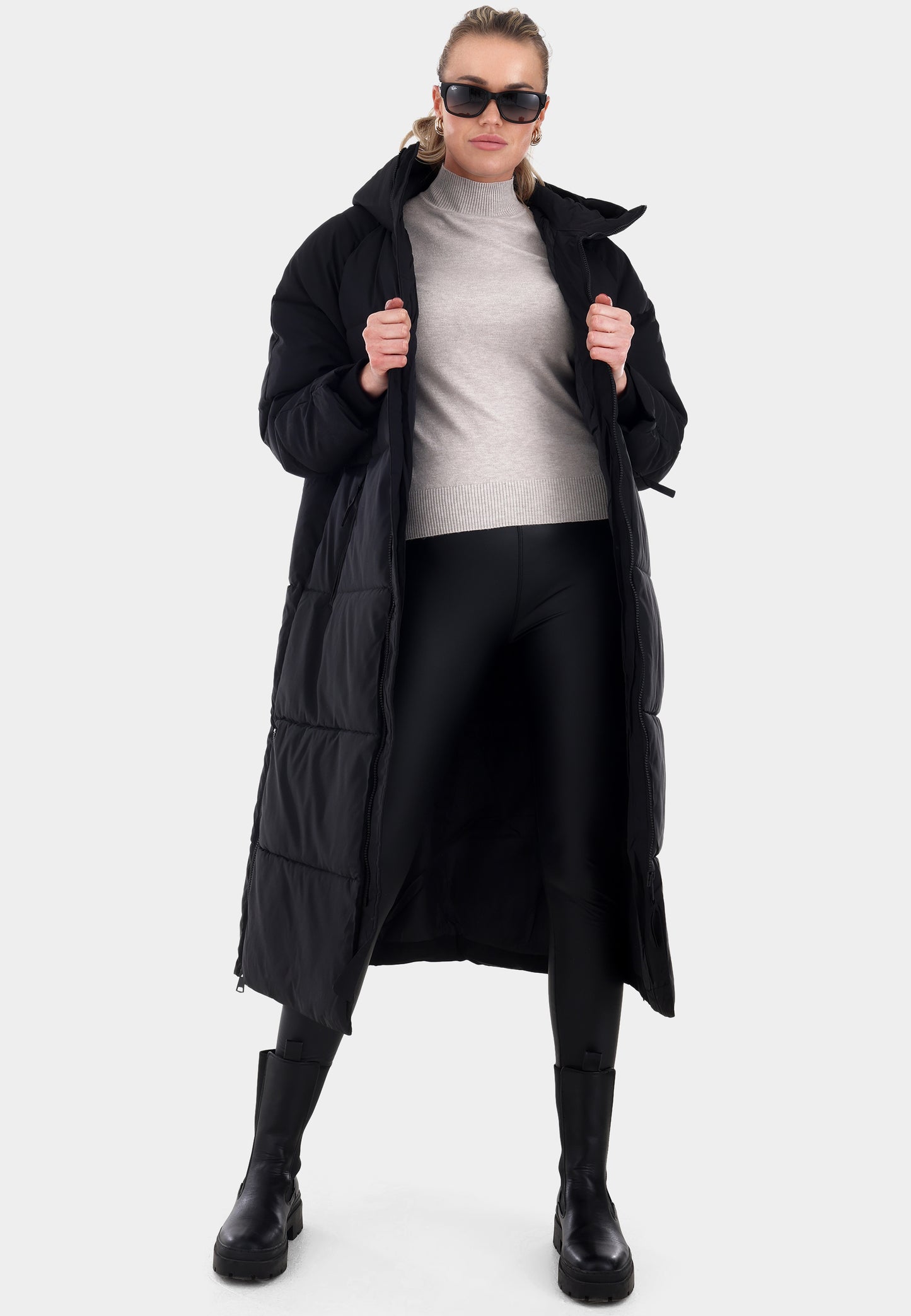 Oversized Steppmantel mit XXL-Kapuze
