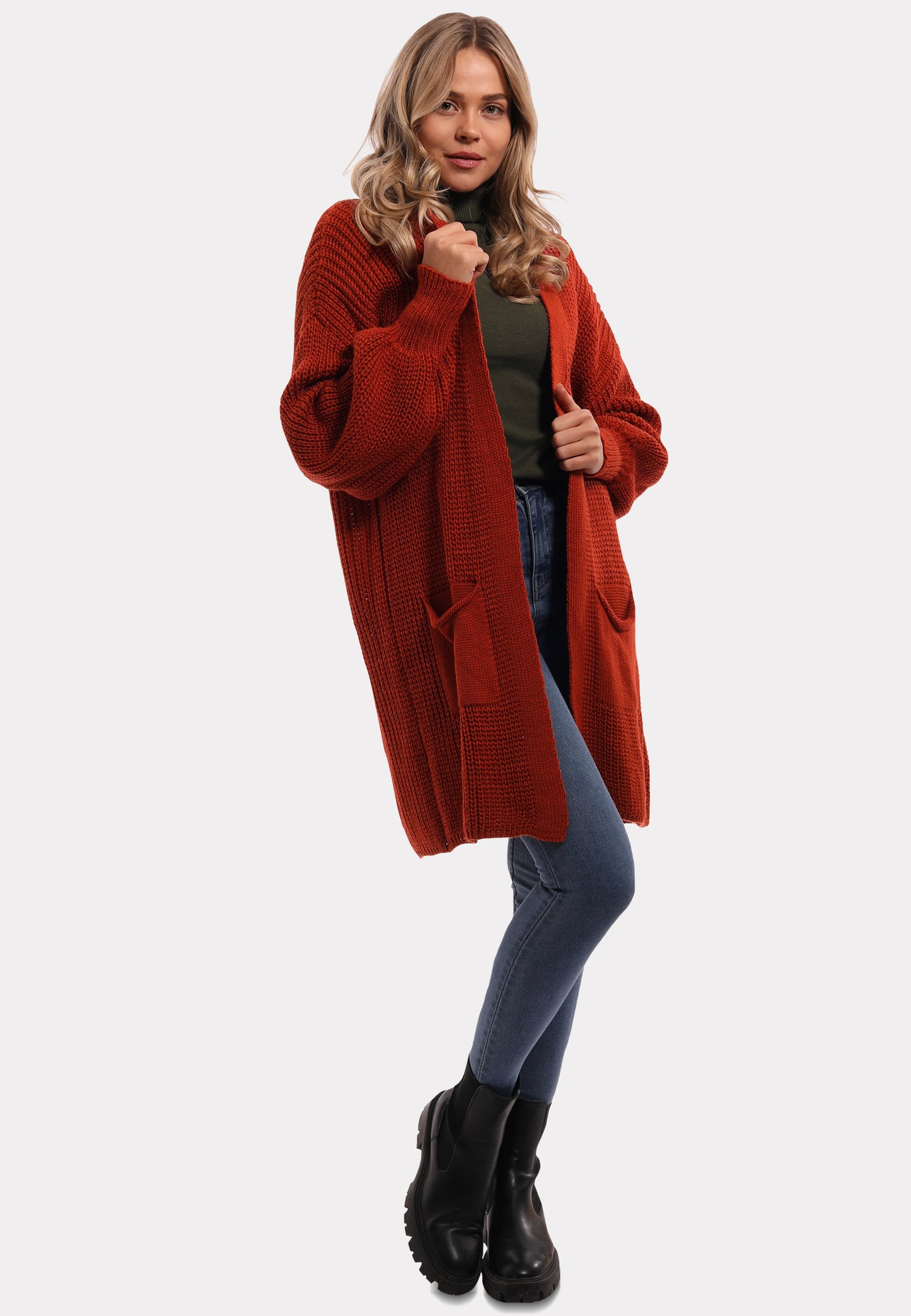 "Herbstlicher Damen-Cardigan – Gemütlicher Strickjacke mit Taschen"