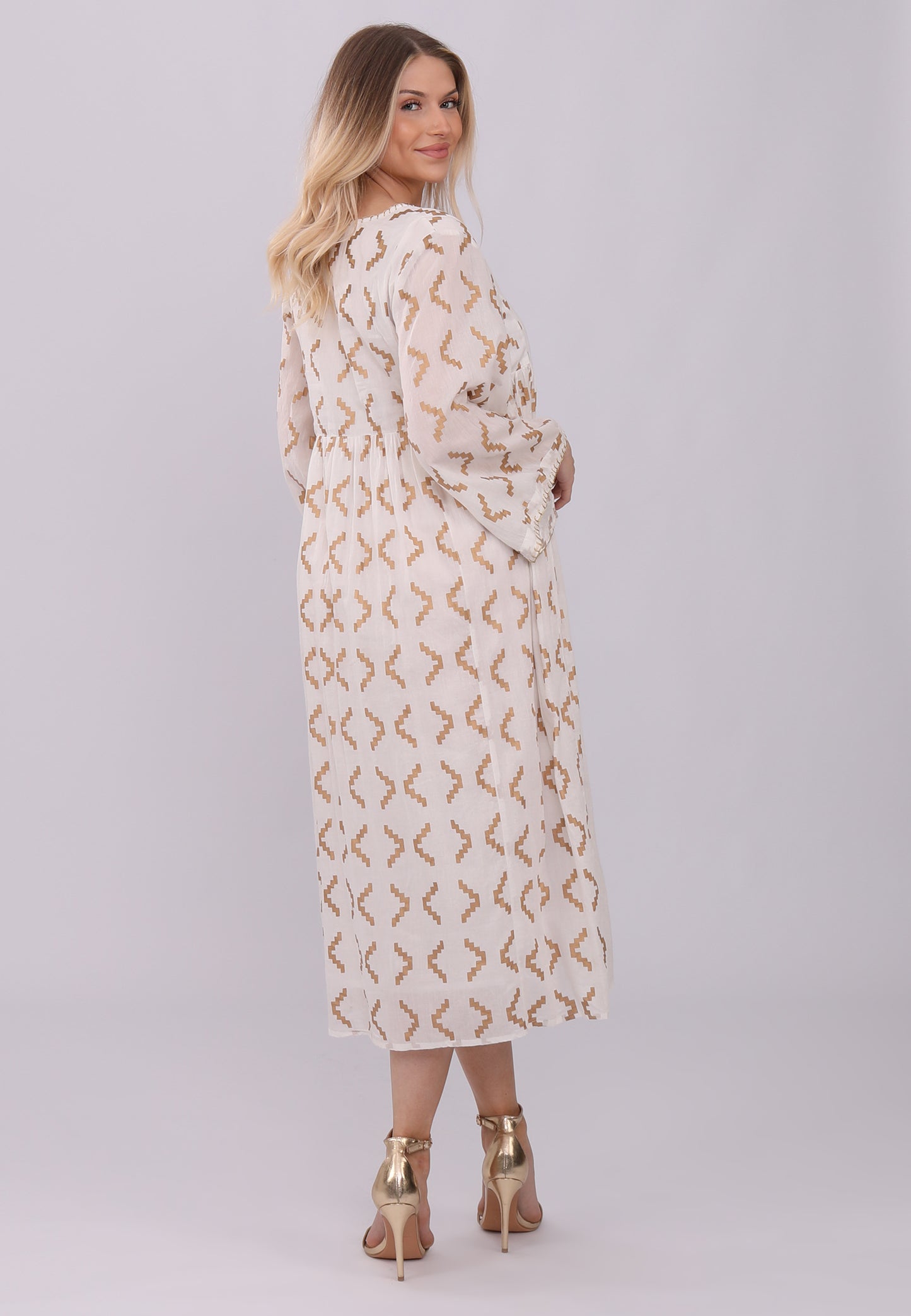 Sommerkleid mit Goldschimmer – Elegantes Partykleid aus 100% Baumwolle