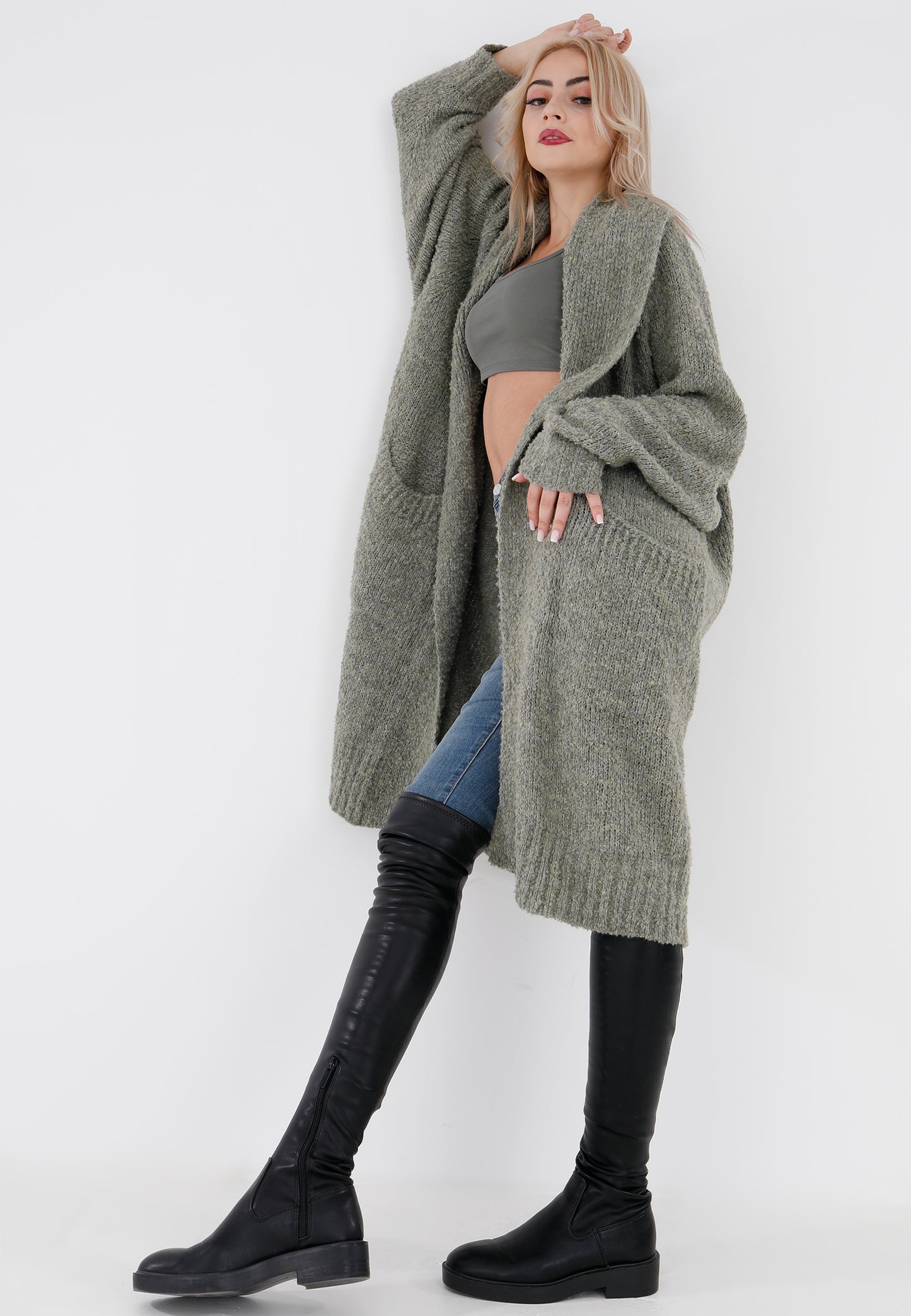 Oversized Strickcardigan mit Einschubtaschen