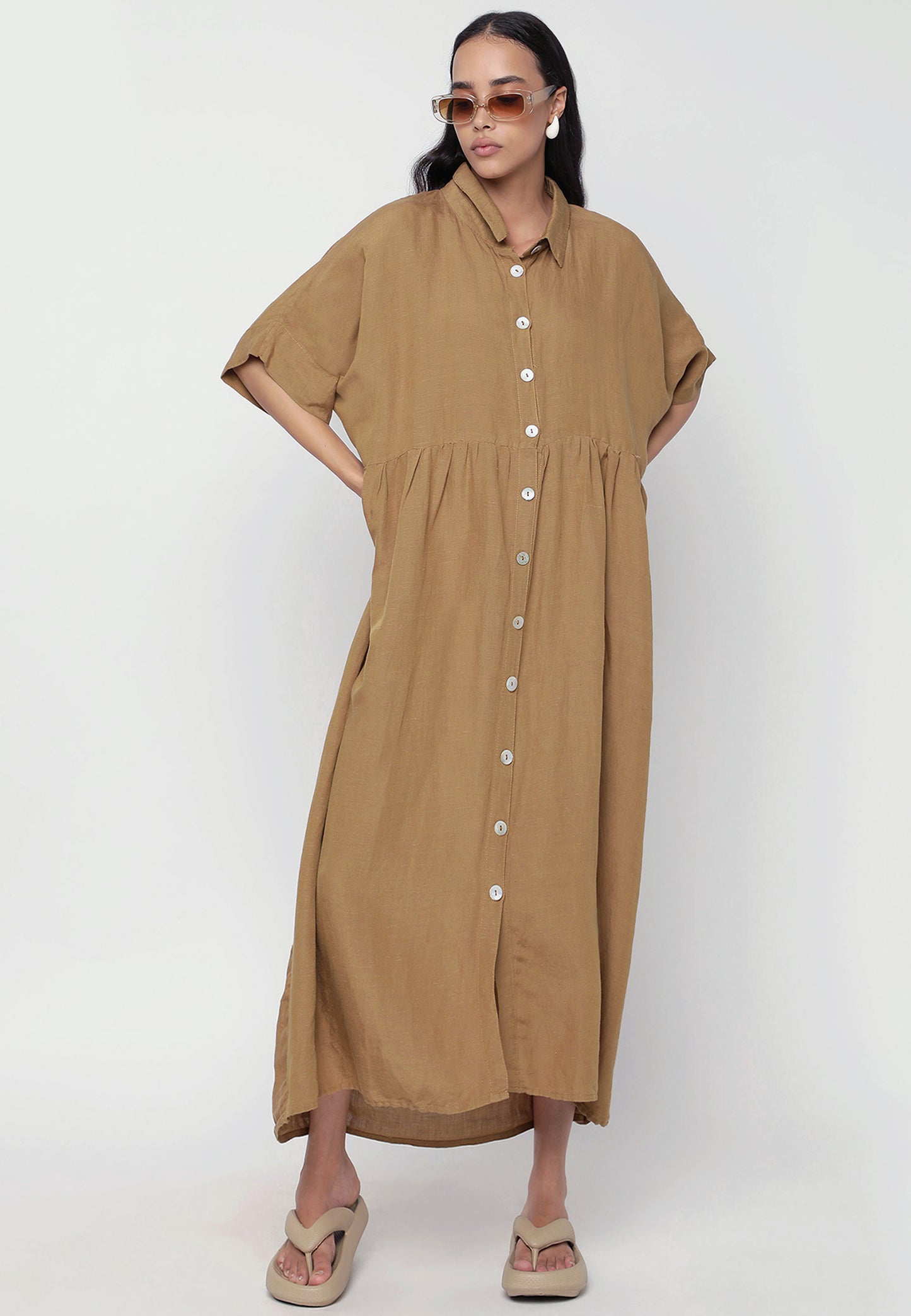 Sommerkleid Boho Oversize Leinen - Kleid Plus-Size Basic