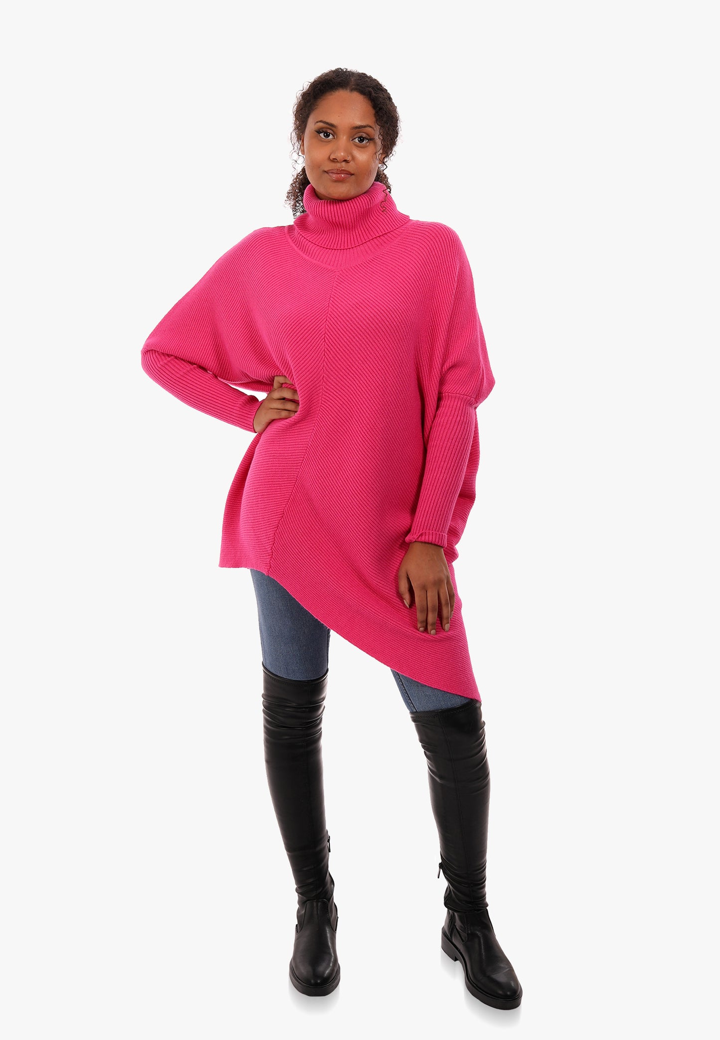 Longpullover asymmetrisch mit Rollkragen