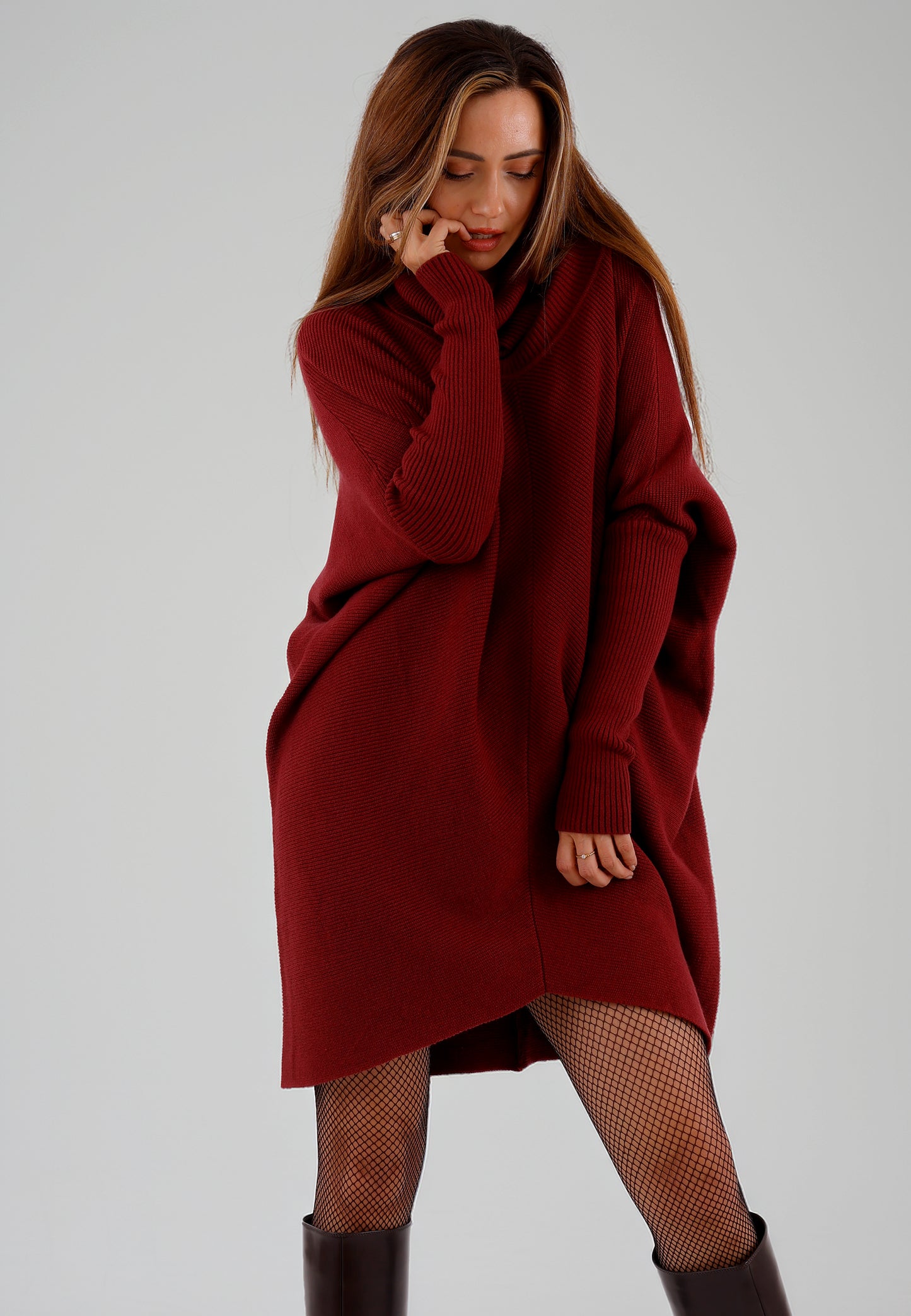 Longpullover „Made in Italy – Oversize-Strickpullover mit Rollkragen“