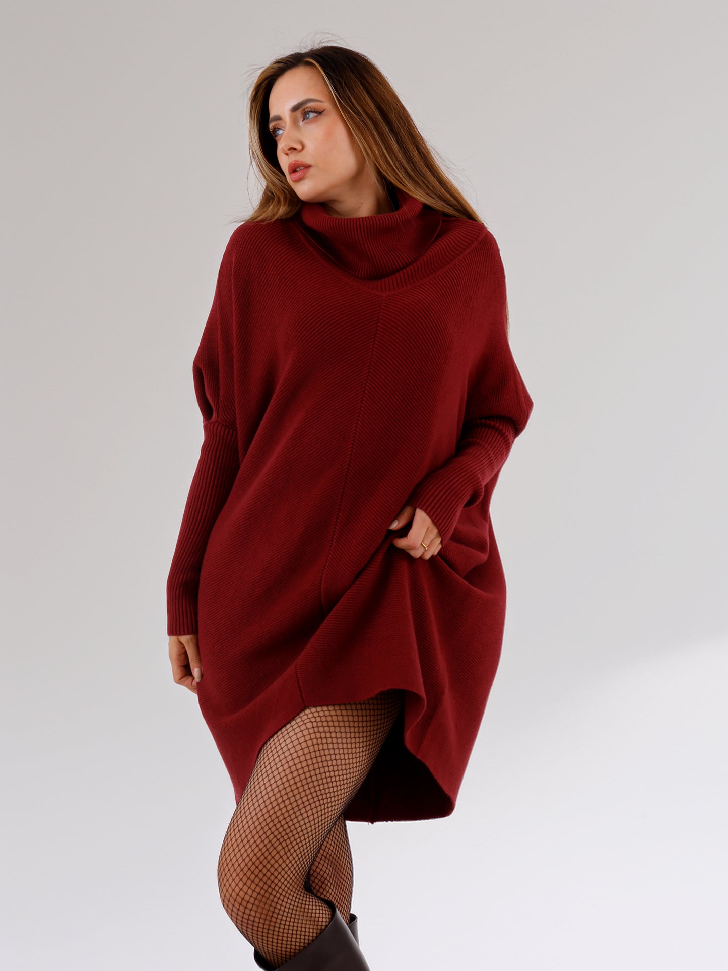 Longpullover „Made in Italy – Oversize-Strickpullover mit Rollkragen“