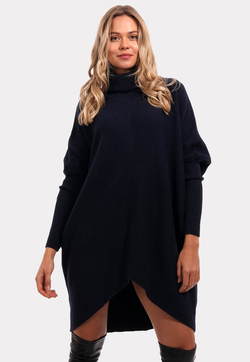 Long Pullover asymmetrisch mit Rollkragen