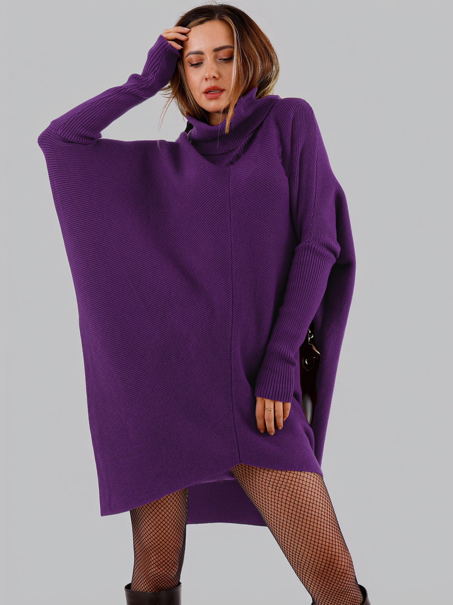 Longpullover „Made in Italy – Oversize-Strickpullover mit Rollkragen“