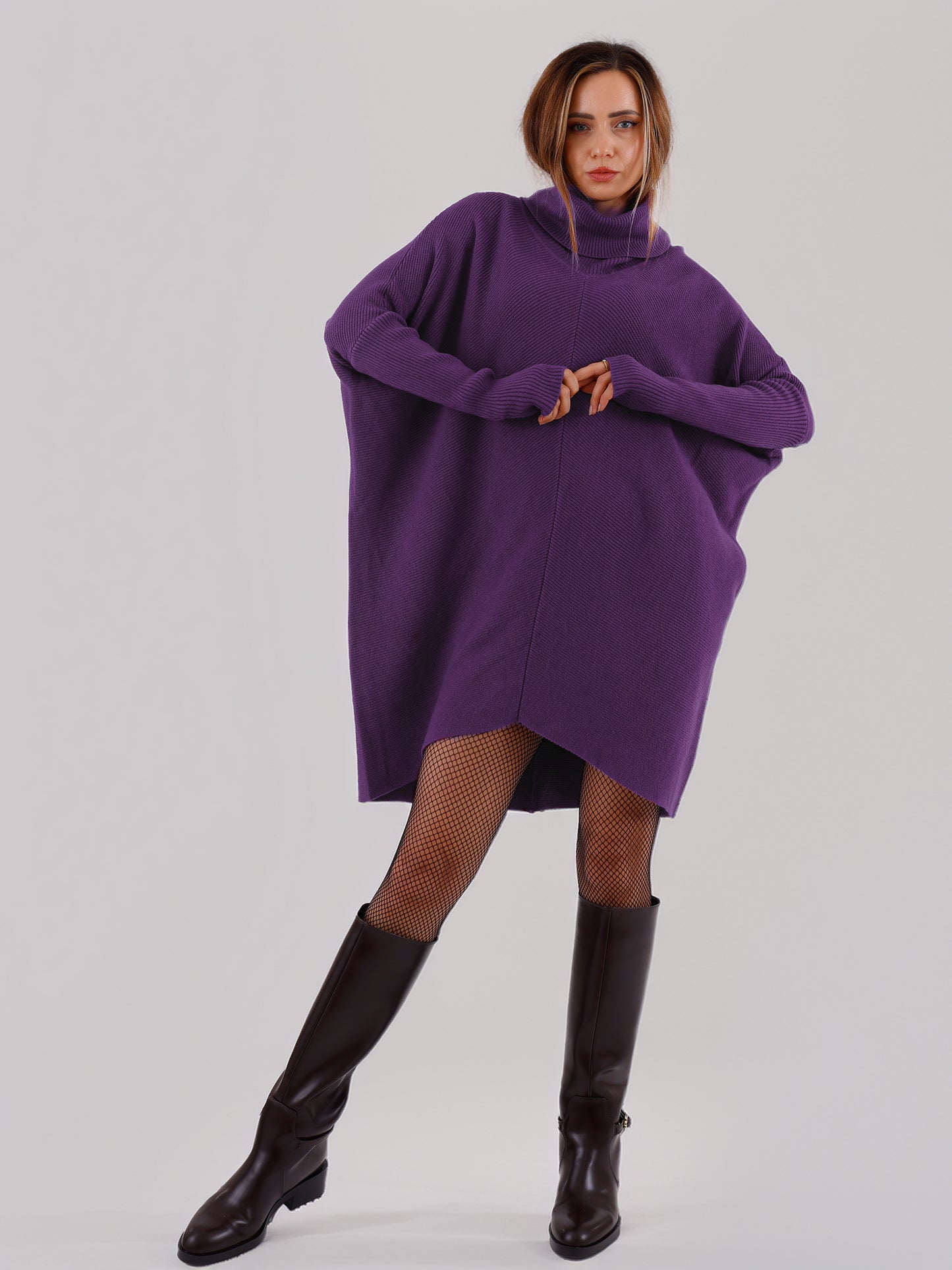 Longpullover „Made in Italy – Oversize-Strickpullover mit Rollkragen“