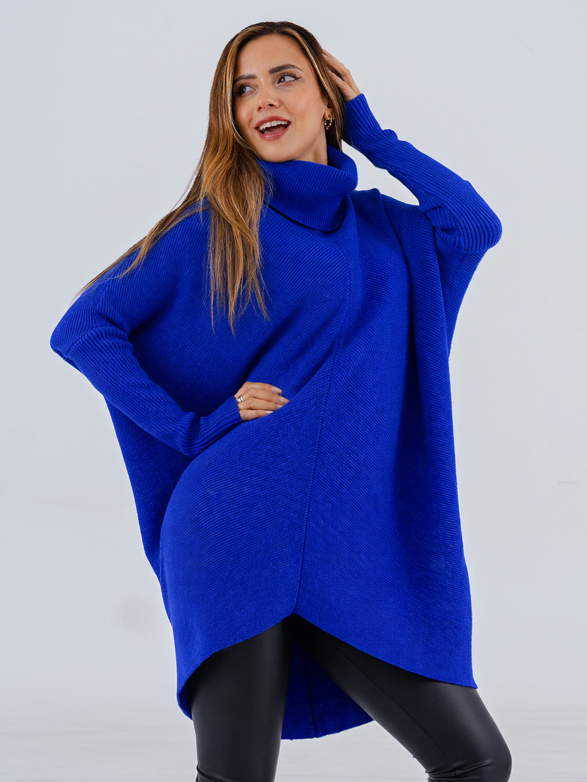 Longpullover „Made in Italy – Oversize-Strickpullover mit Rollkragen“
