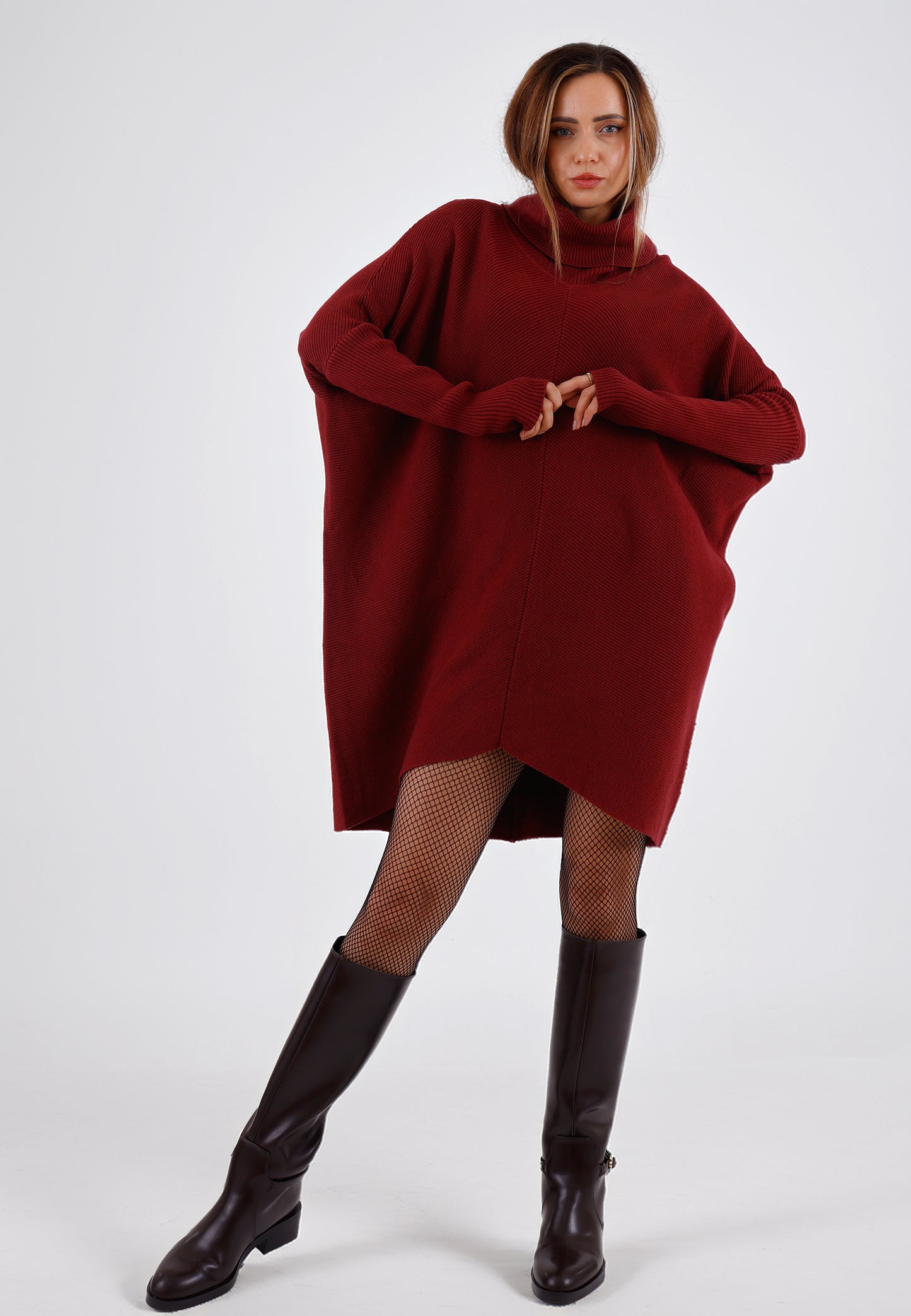 Longpullover „Made in Italy – Oversize-Strickpullover mit Rollkragen“