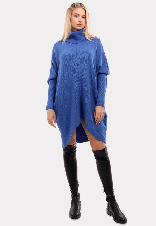 Long Pullover asymmetrisch mit Rollkragen