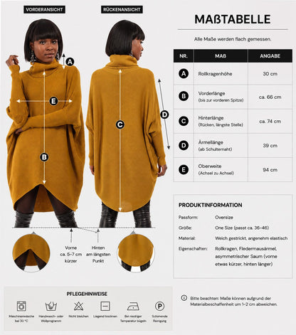 Longpullover „Made in Italy – Oversize-Strickpullover mit Rollkragen“