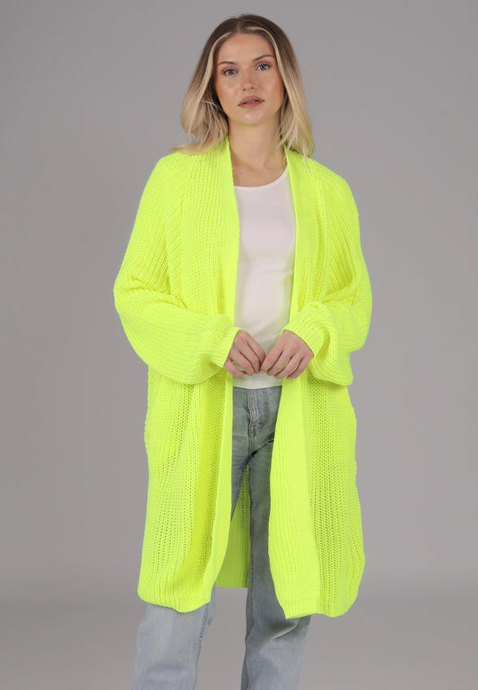 "Vielseitige One-Size Strickjacke in Neon mit Taschen "