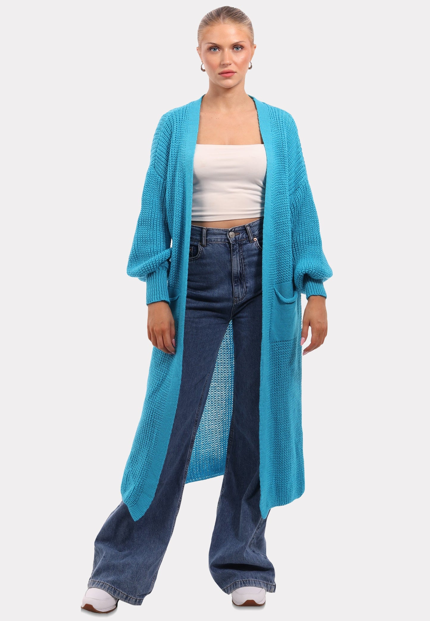 Basic Strickjacke Cardigan Verschlusslos mit Einschubtaschen