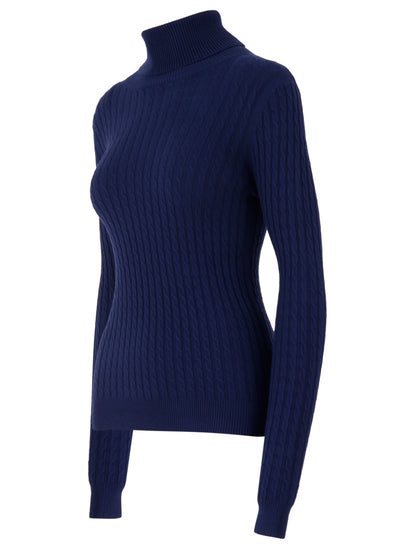 Rollkragenpullover One Size, Zopfmuster, verschiedene Farben