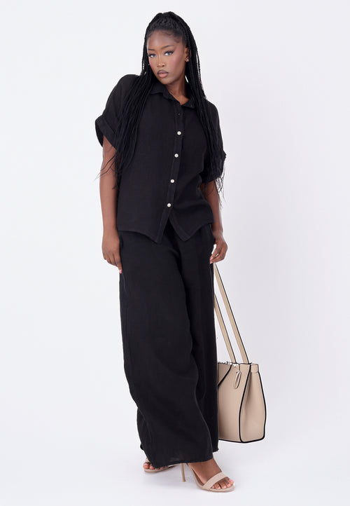 Leinen-Hose mit hohem Smokbund – bequem & stylisch aus Leinen