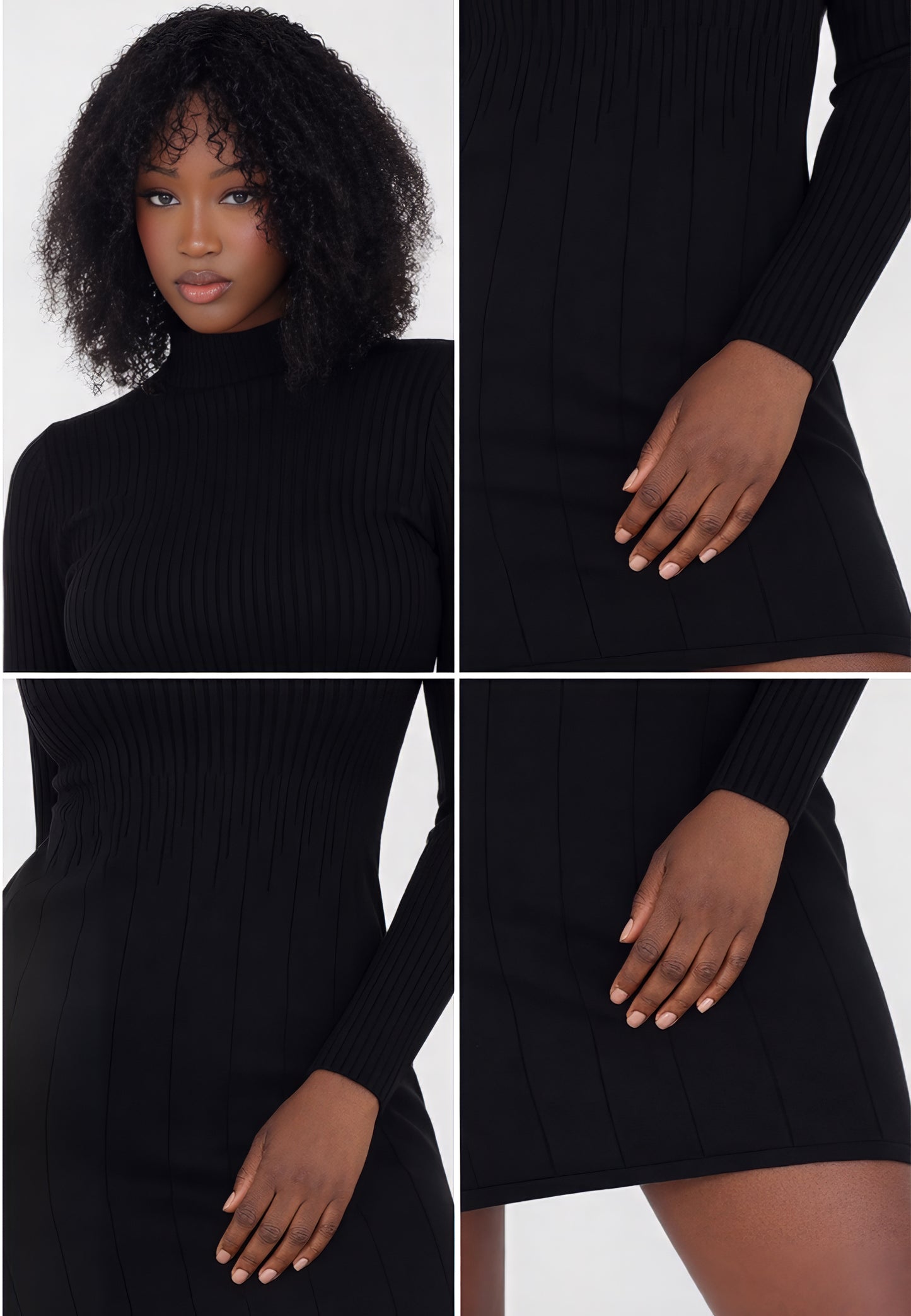 Elegantes Strickkleid – One Size (Gr. 34–42) Schwarz