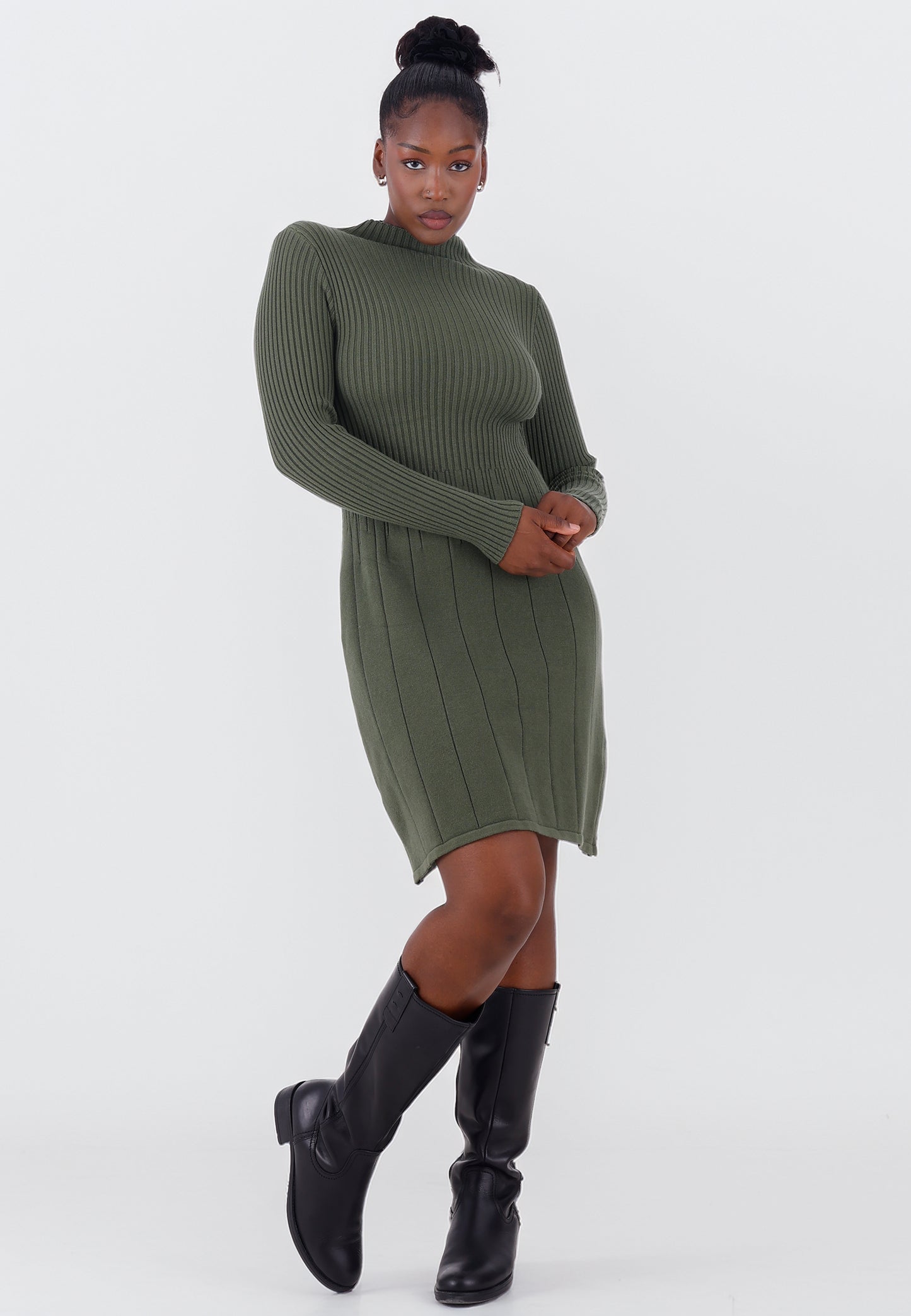 Elegantes Strickkleid – One Size (Gr. 34–42)  Khaki