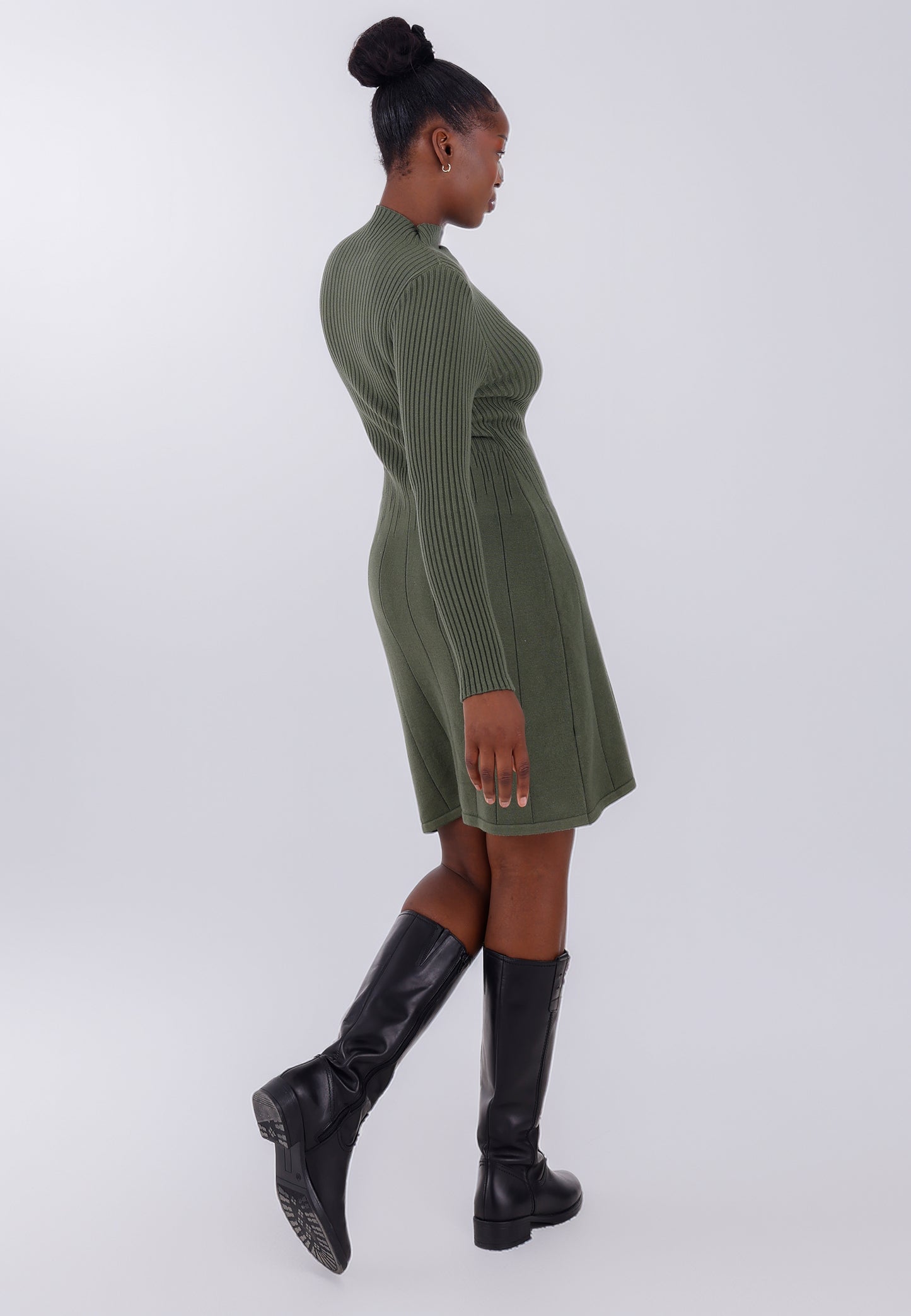 Elegantes Strickkleid – One Size (Gr. 34–42)  Khaki