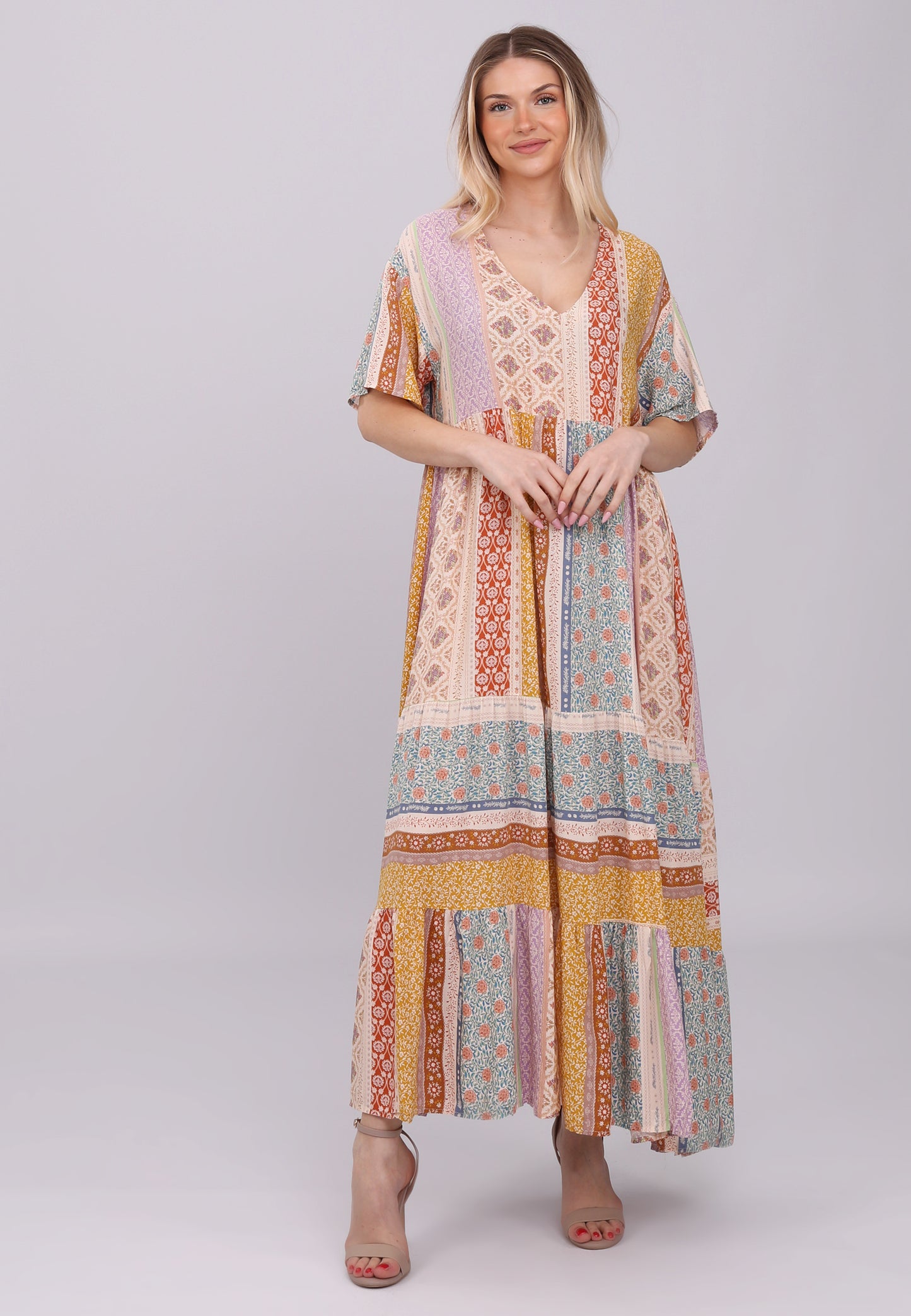"Bohème Patchwork-Maxikleid"