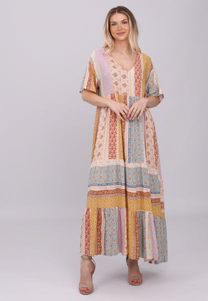 "Bohème Patchwork-Maxikleid"