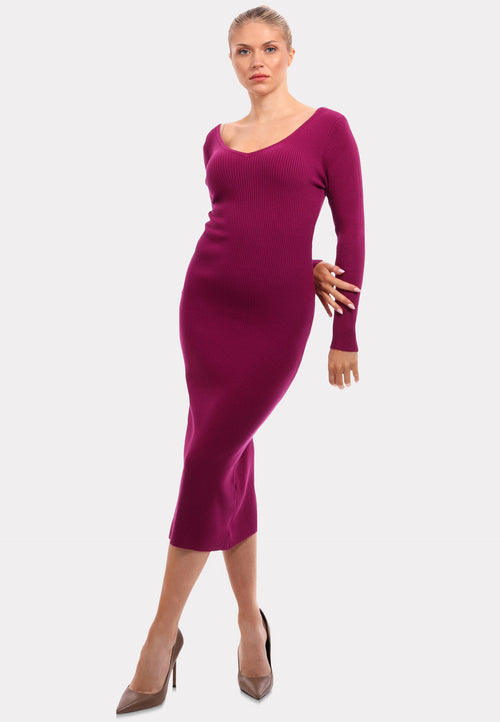 Strickkleid mit V-Ausschnitt KNIT DRESS